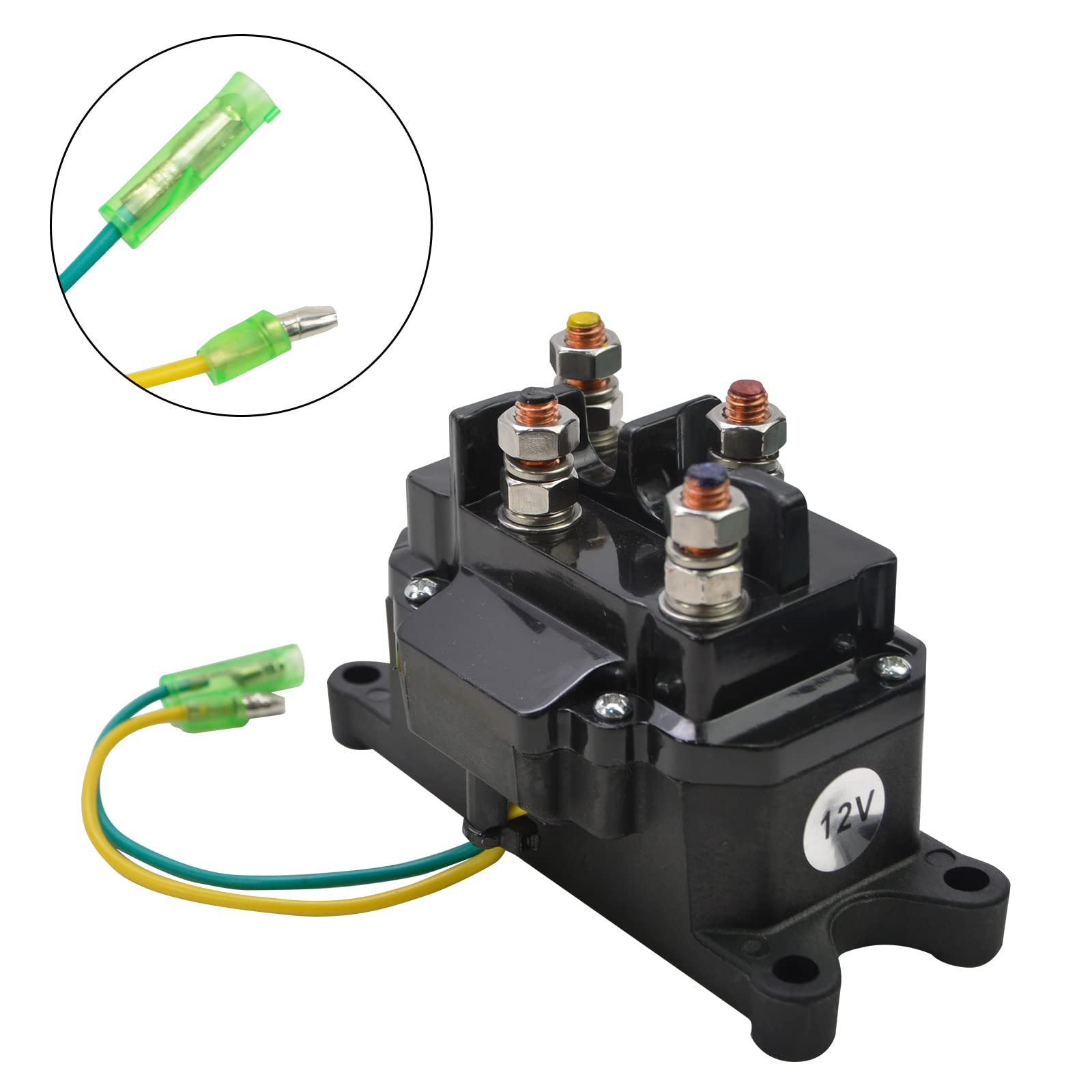 ATV UTV Winch Solenoid Relay Contactor & Rocker Thumb Switch Combo Kit - Compatible with Polaris 800 1000 (1500lb-5000lb Capacity) - Perfect for Off-Roading, Towing & Heavy-Duty Recovery