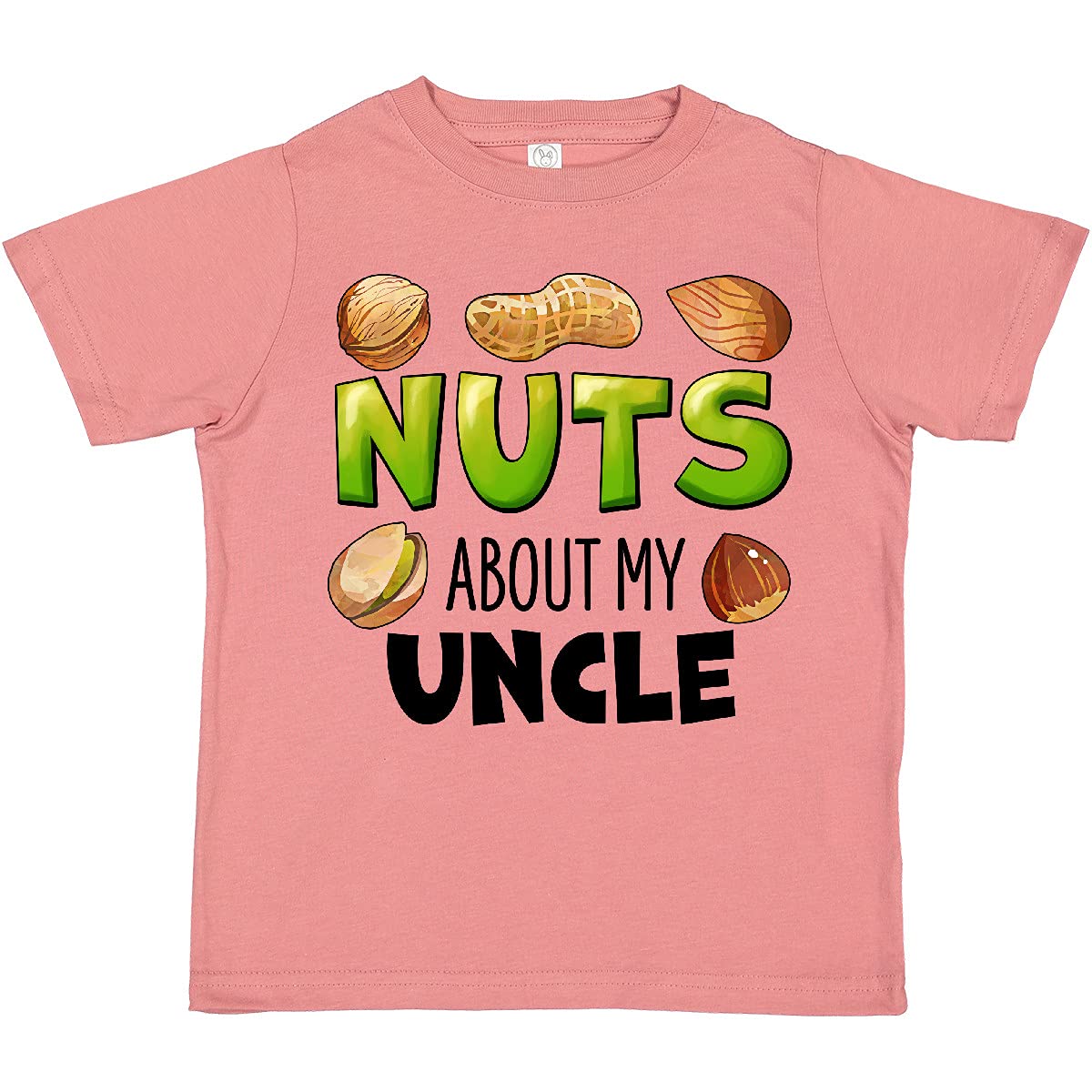 Inktastic Nuts About My Uncle Peanut Almond Pistachio Toddler T-Shirt - Cute Funny Uncle Gift for Toddlers & Kids - Perfect for Family Reunions, Birthday Parties & Casual Wear