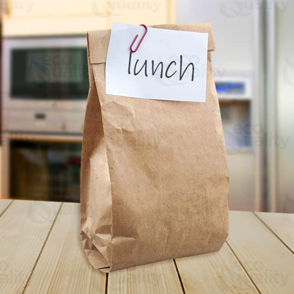 EcoQuality 1000-Pack Brown Kraft Paper Bags - 10 lb Capacity, 6 5/16 x 4 3/16 x 13 3/8 Inches - Eco-Friendly Lunch Bags, Snack Bags, Gift Bags for Grocery, Retail, Parties & Events - Perfect for School Lunches, Takeout Food, and Small Business Packaging