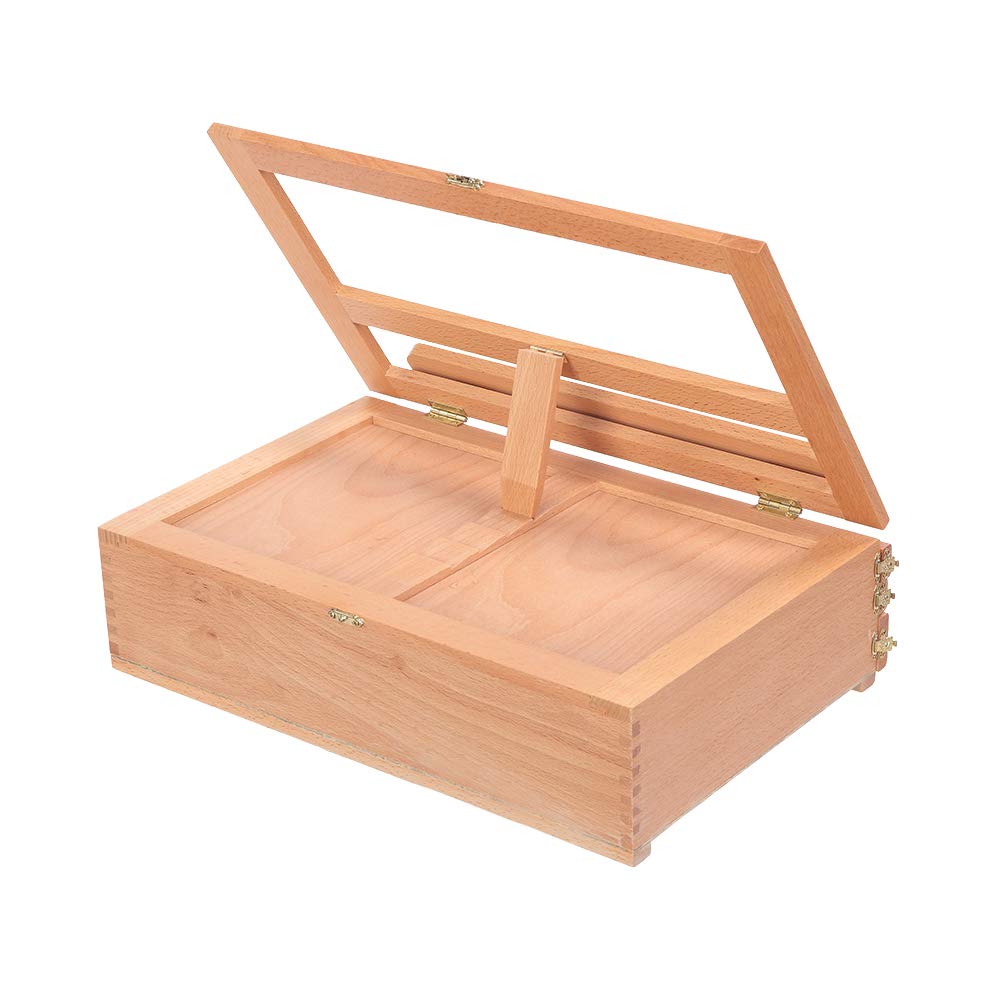 Crazyworld Portable Beech Wood Tabletop Art Easel - Adjustable Desktop Artist Sketchbox Easel with 3-Layer Drawer | Perfect for Painting, Drawing & Displaying Artwork at Home, Studio or Classroom