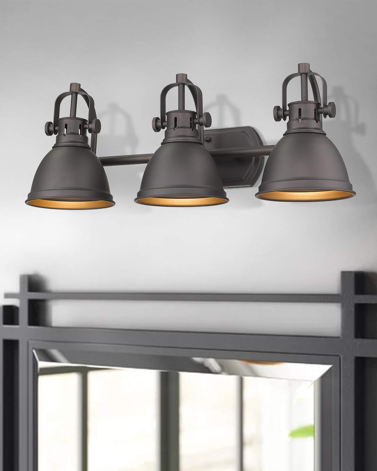 Emliviar 3-Light Vanity Light Fixture - Oil Rubbed Bronze Finish with Metal Shade for Bathroom Mirror Lighting, 4054 ORB - Perfect for Modern Vanity, Dressing Room & Makeup Area
