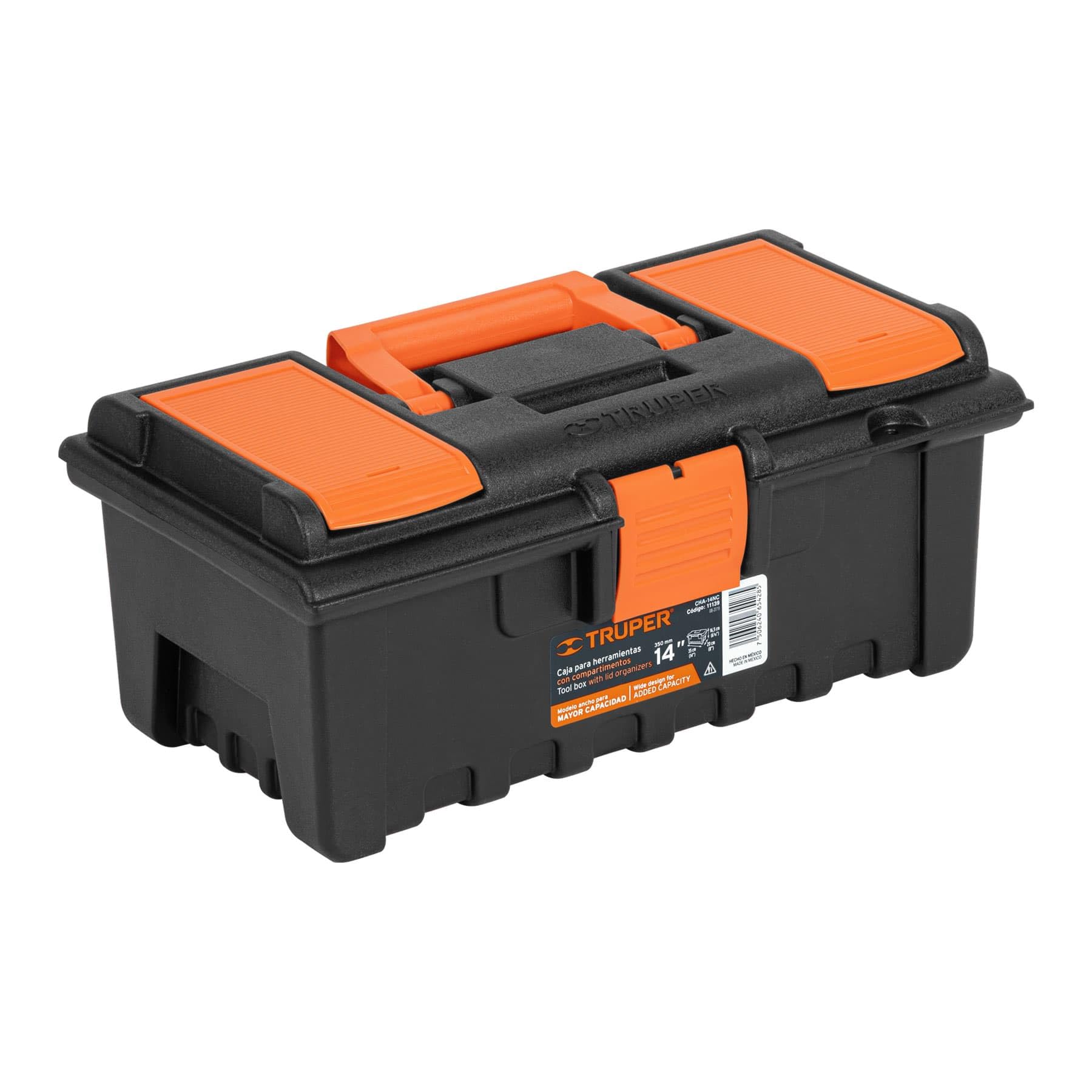 14 Compartment Orange Plastic Storage Box - Organize Small Parts, Crafts & Office Supplies | Durable & Stackable for Home, Garage & Workshop