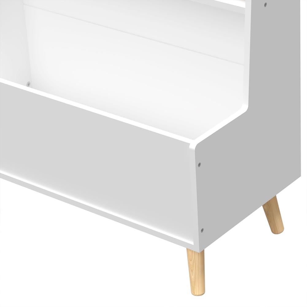 **CuisinSmart 3-Tier Wooden Kids Bookshelf & Toy Organizer with Legs – Sturdy Children's Bookcase for Bedroom, Playroom, Nursery & Classroom – White (Perfect for Organizing Books, Toys & Learning Supplies)**