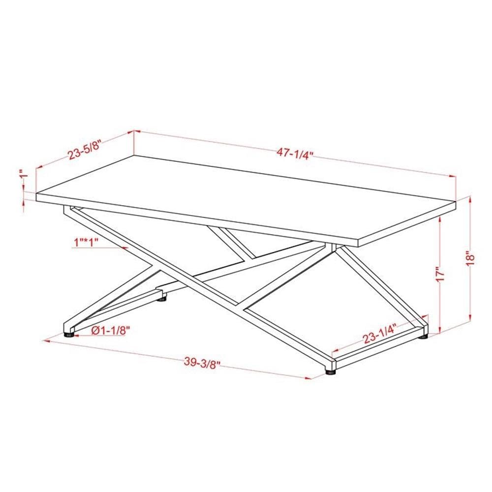 Furniture of America Mergo Modern Wood Rectangular Coffee Table in Chrome and White - Perfect for Living Room, Office, and Lounge Decor