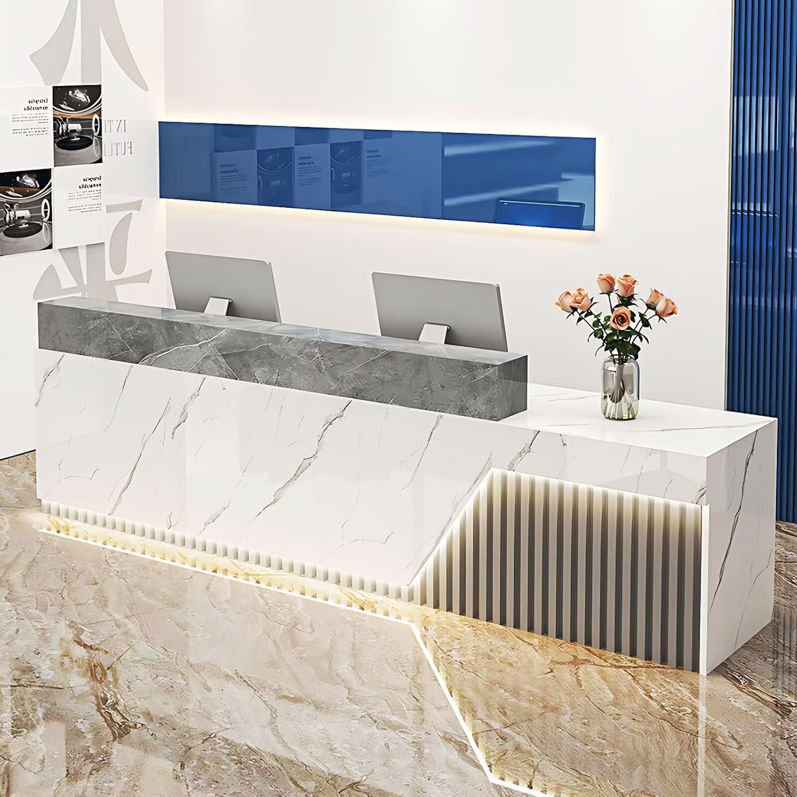 Modern Reception Desk with Hidden LED Lighting - 51