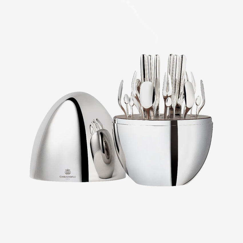 Christofle 24-Piece Silver Plated Flatware Set - Elegant Dinnerware for Parties, Weddings & Special Occasions | Premium Stainless Steel Cutlery with Mirror Polish Finish