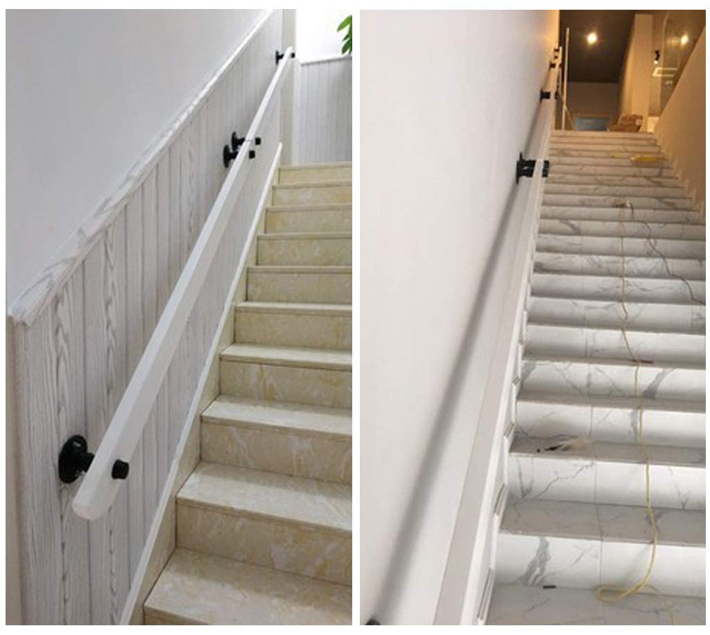 9ft White Non-Slip Wooden Stair Railing - Solid Pine Safety Handrail for Indoor Stairs, Balcony & Home Decor | Perfect for Modern Houses, Apartments & Staircase Safety