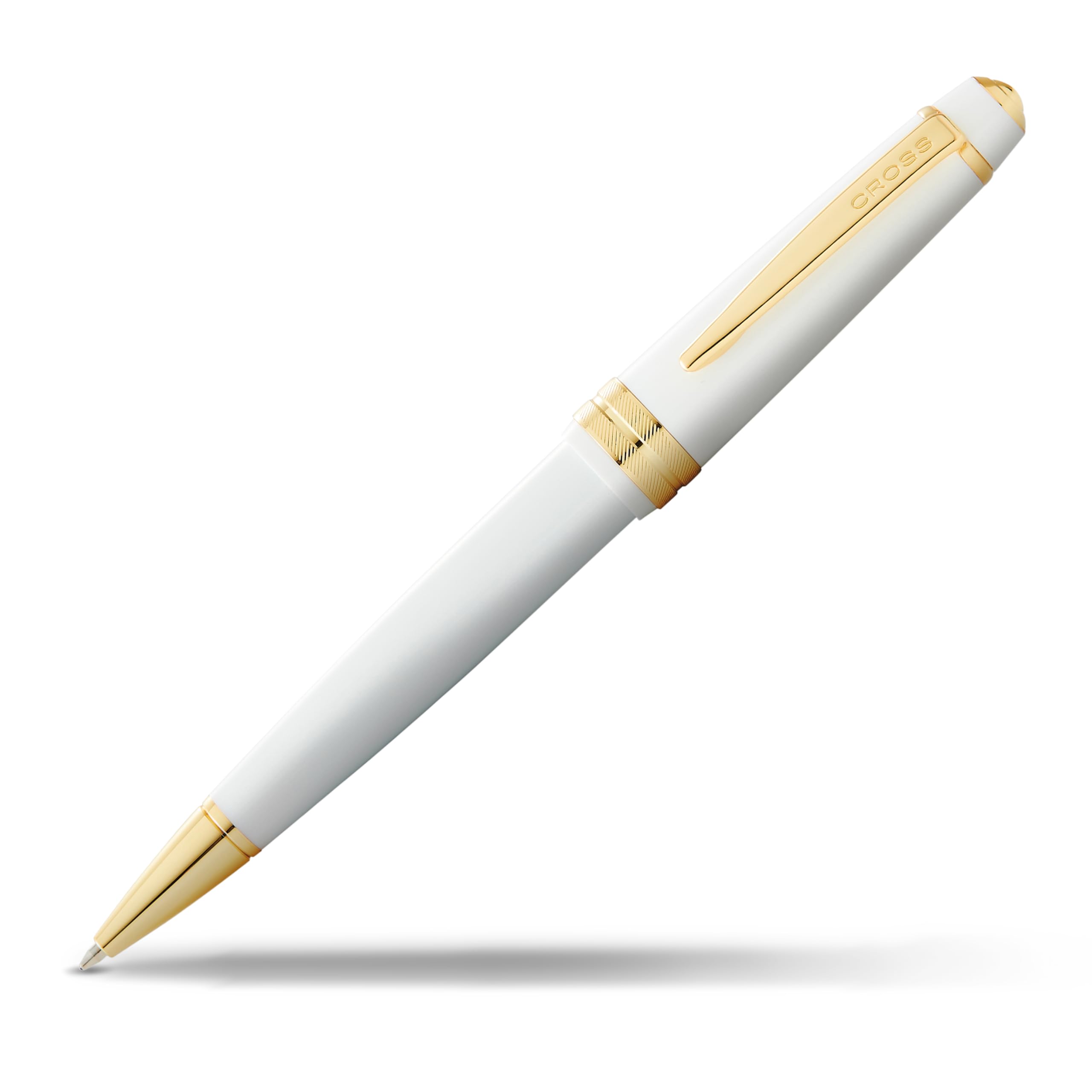 Cross Bailey Light Polished White Resin & Gold Ballpoint Pen - Premium Writing Instrument for Office, School & Gift Giving