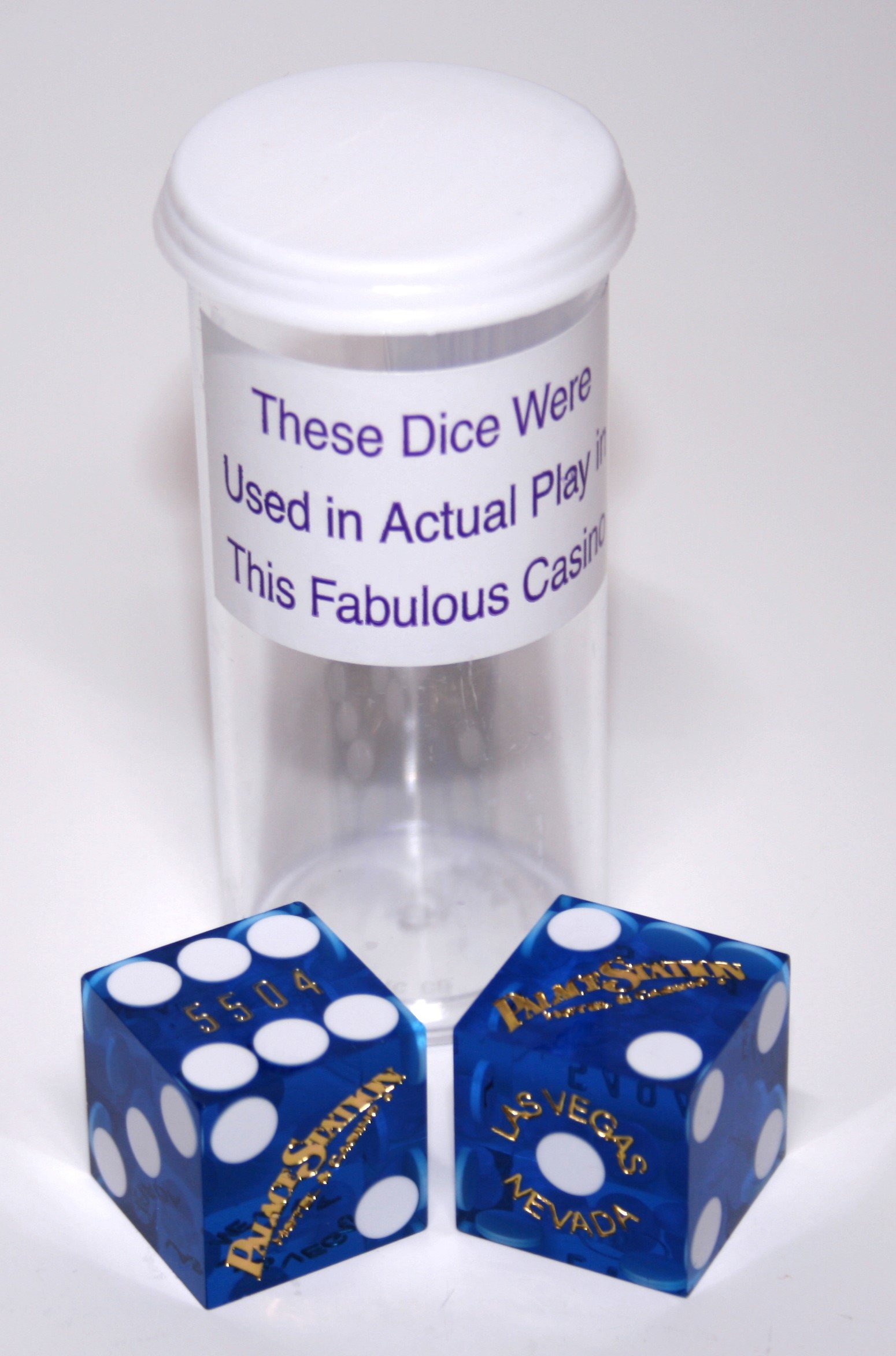 19mm Professional Craps Dice Pair with Matching Serial Numbers - Authentic Las Vegas Casino Table-Played Dice (Blue Polished) for Casino Games, Board Games, and Home Entertainment