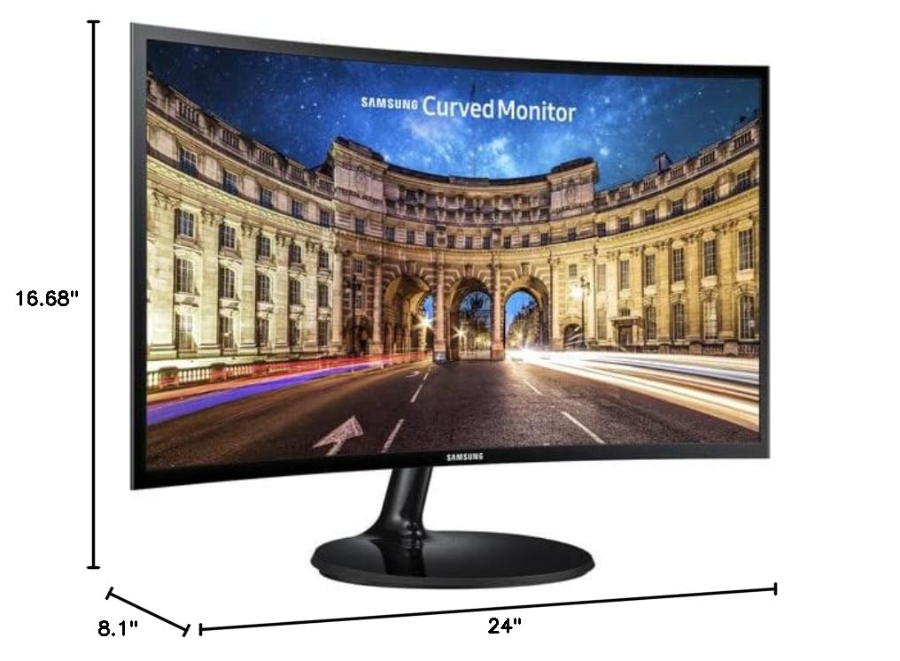 Samsung 24 Inch Curved LED Monitor - Full HD 1080p, 60Hz, Ultra-Slim Design for Gaming, Home & Office | Includes Free Mouse Pad | Black | LC24F390FHNXZA Model | Perfect for Work, Gaming & Entertainment