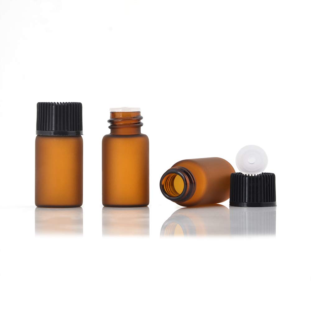 Enslz 50Pcs 3ml Mini Amber Glass Essential Oil Bottles - Refillable Empty Perfume Sample Bottles with Dropper for DIY Aromatherapy, Travel & Gifts