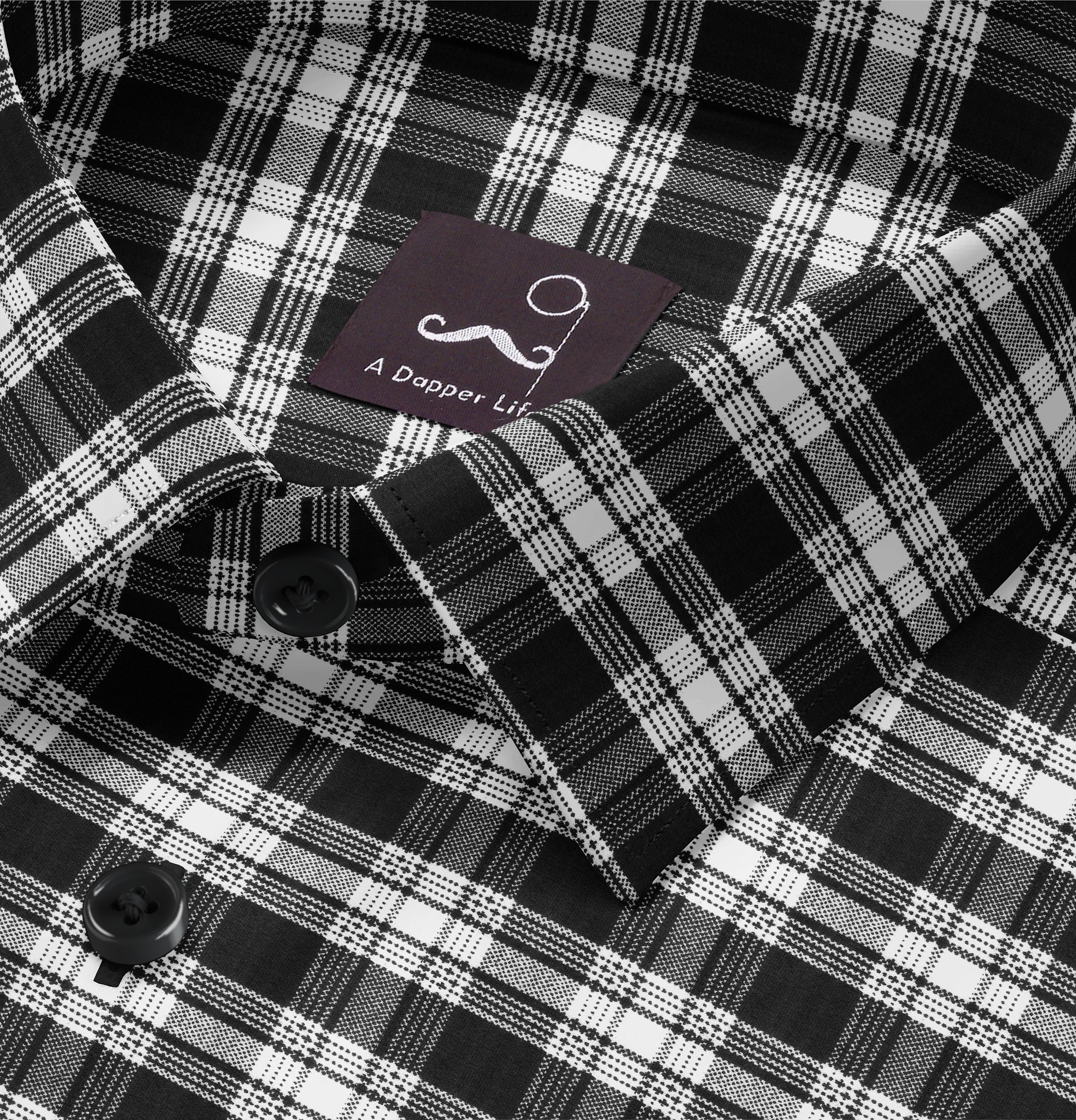 Pure Cotton Long Sleeve Shirt - Black & White Checkered Pattern Style 4 | Casual Wear & Office Outfit