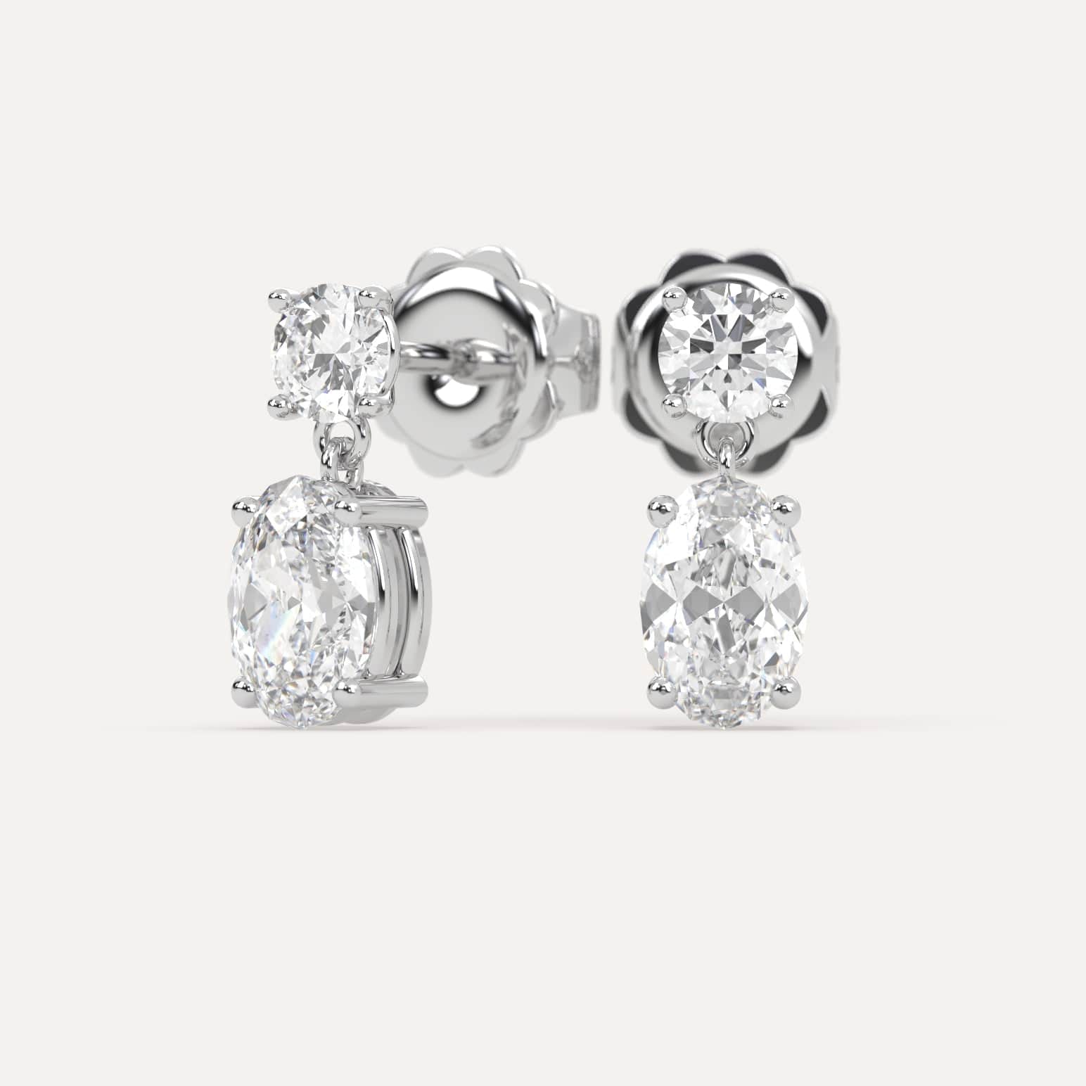 2 Carat Oval Diamond Drop Earrings for Women - 14K White Gold Dangle Earrings - Elegant Wedding, Anniversary & Party Jewelry Gift