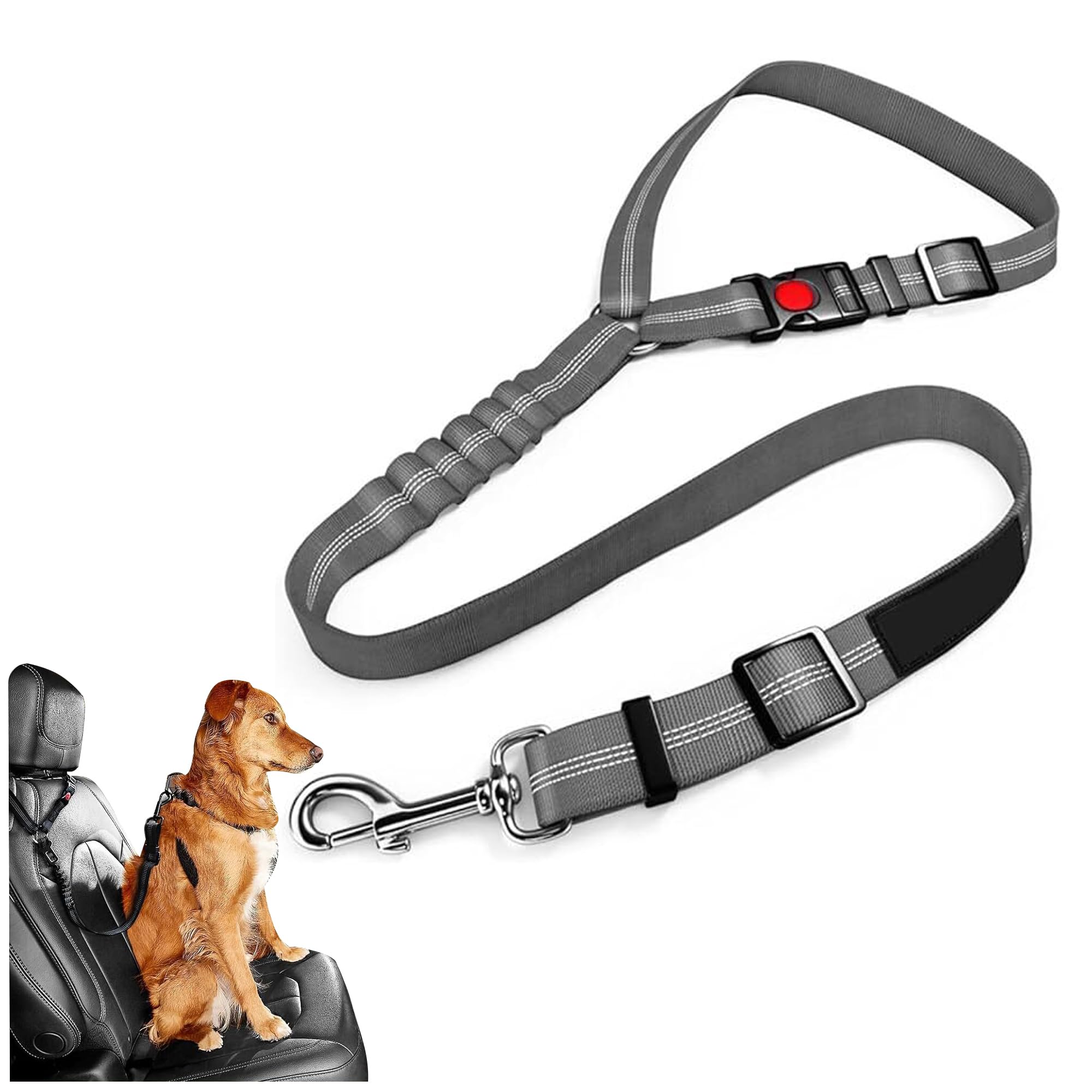 Best Dog Car Seat Belt - Elastic Nylon Pet Safety Harness with Tangle-Free Headrest for Vehicle Travel | Durable & Comfortable for Small to Medium Dogs | Perfect for Road Trips & Daily Commutes