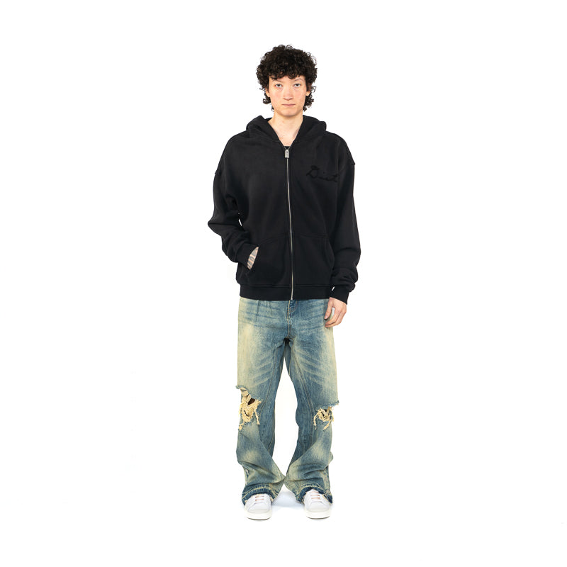 Diet Starts Monday Lightning Full Zip Hoodie - Vintage Black | Stylish & Comfortable for Gym, Running & Casual Wear