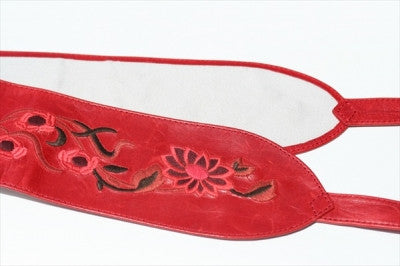 Handmade Embroidered Genuine Leather Belt for Men & Women - Stylish Red Waist Belt for Casual & Formal Outfits - Perfect for Jeans, Dresses & Office Wear