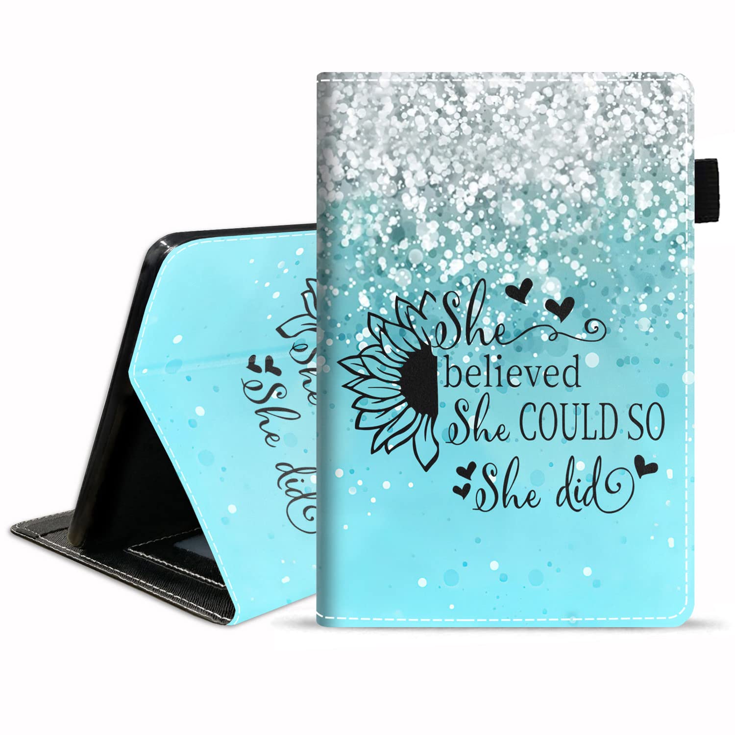 Premium PU Leather Case for Kindle Fire HD 10 (9th/7th Gen, 2019/2017) - Slim Lightweight Cover with Auto Sleep/Wake & Inspirational 