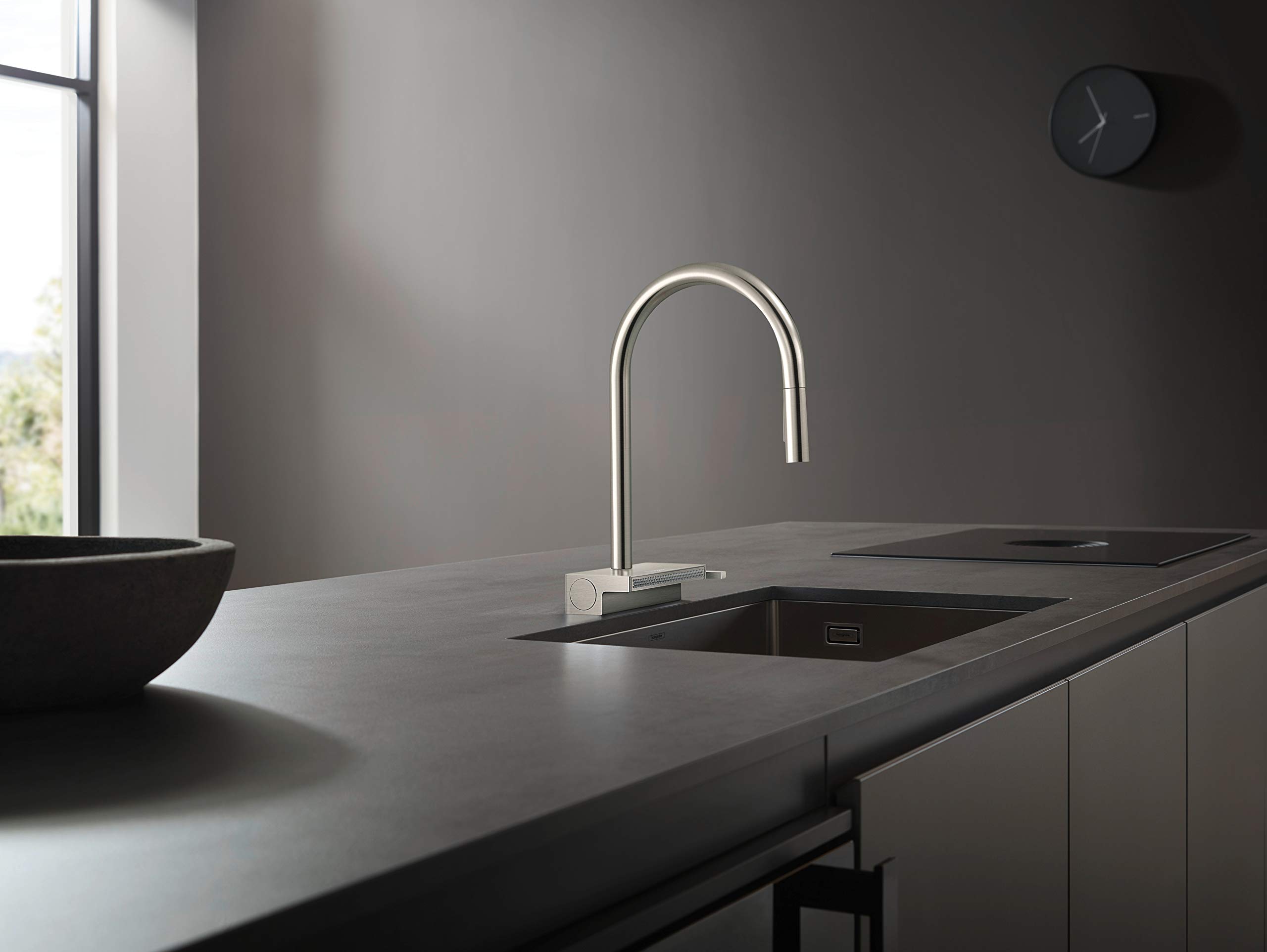 Hansgrohe Aquno Select Stainless Steel High Arc Pull Down Kitchen Faucet with Magnetic Docking Spray Head - Modern Design for Sink & Countertop - Perfect for Home Kitchen Renovation & Daily Cooking Tasks