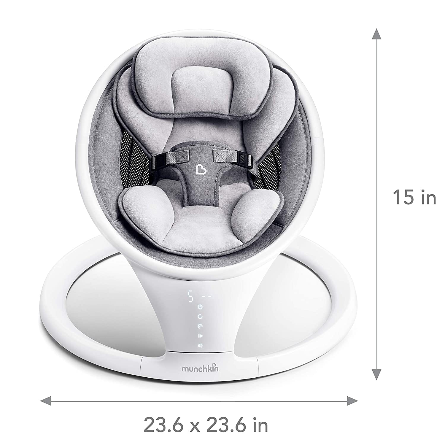 Munchkin Bluetooth Baby Swing with Remote Control - Smart Rocking Motion for Soothing Newborns & Infants - Perfect for Nursery, Bedroom & Travel Use