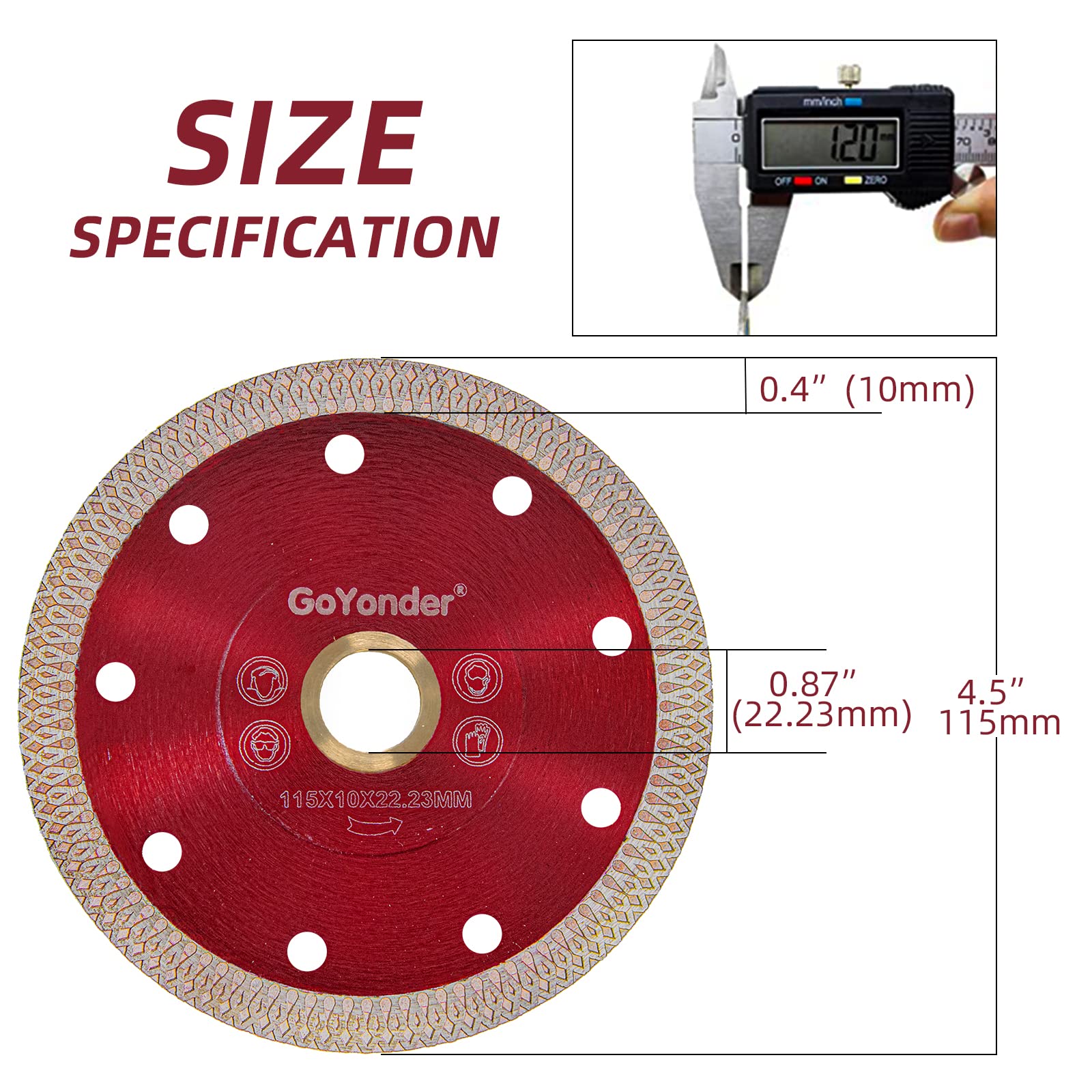 GoYonder 4.5 Inch Diamond Tile Blade for Angle Grinder - Super Thin Wet/Dry Cutting Disc for Ceramic, Porcelain, Granite, Marble - Perfect for DIY Home Renovation, Tile Installation & Stone Cutting Projects