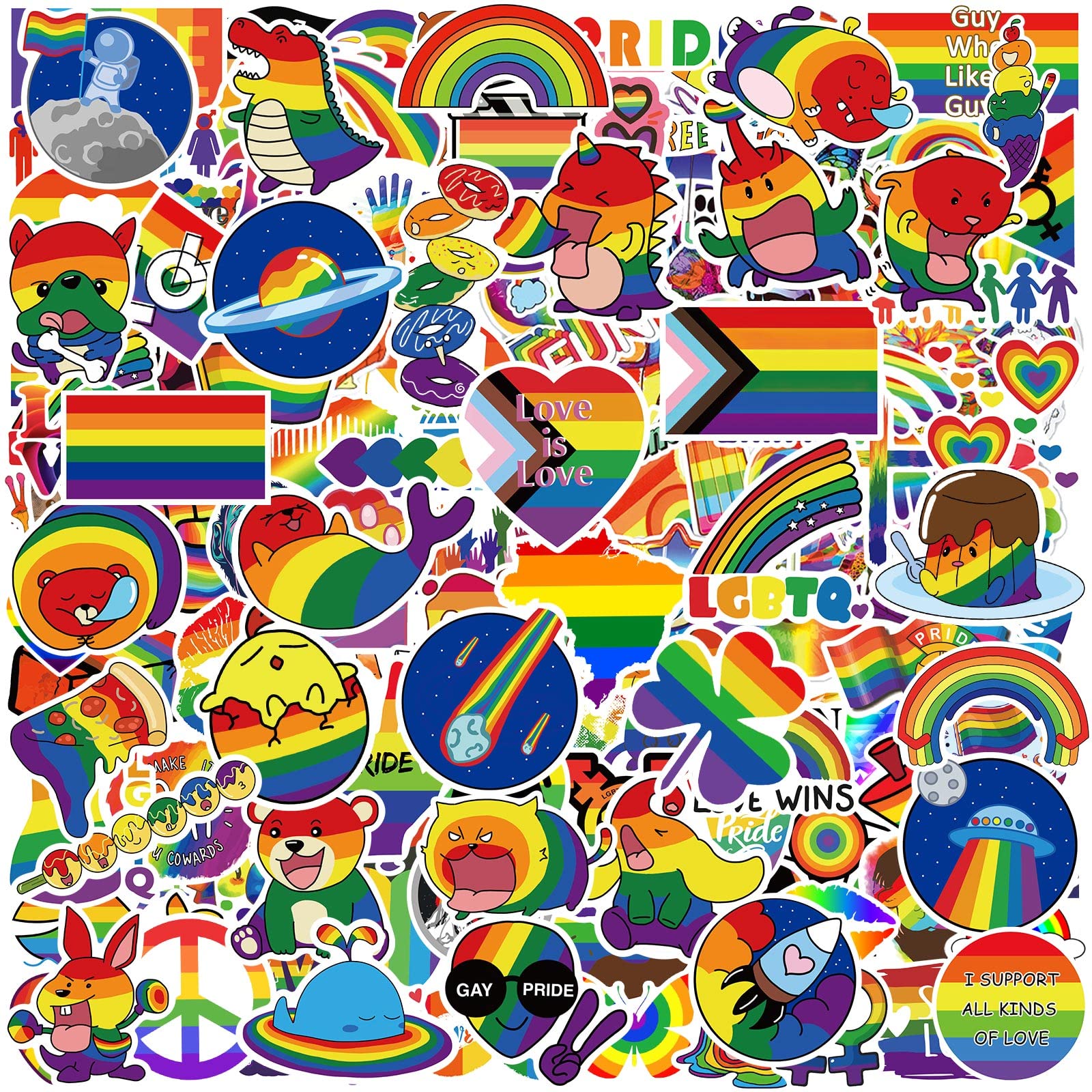 200 PCS Pride Stickers - Rainbow LGBTQ Stickers Pack for Bi, Trans, Lesbian & Gay Pride - Waterproof Vinyl Decals for Laptop, Phone, Motorcycle Helmet, Water Bottle - Perfect for Pride Month, LGBTQ Events & Personal Expression