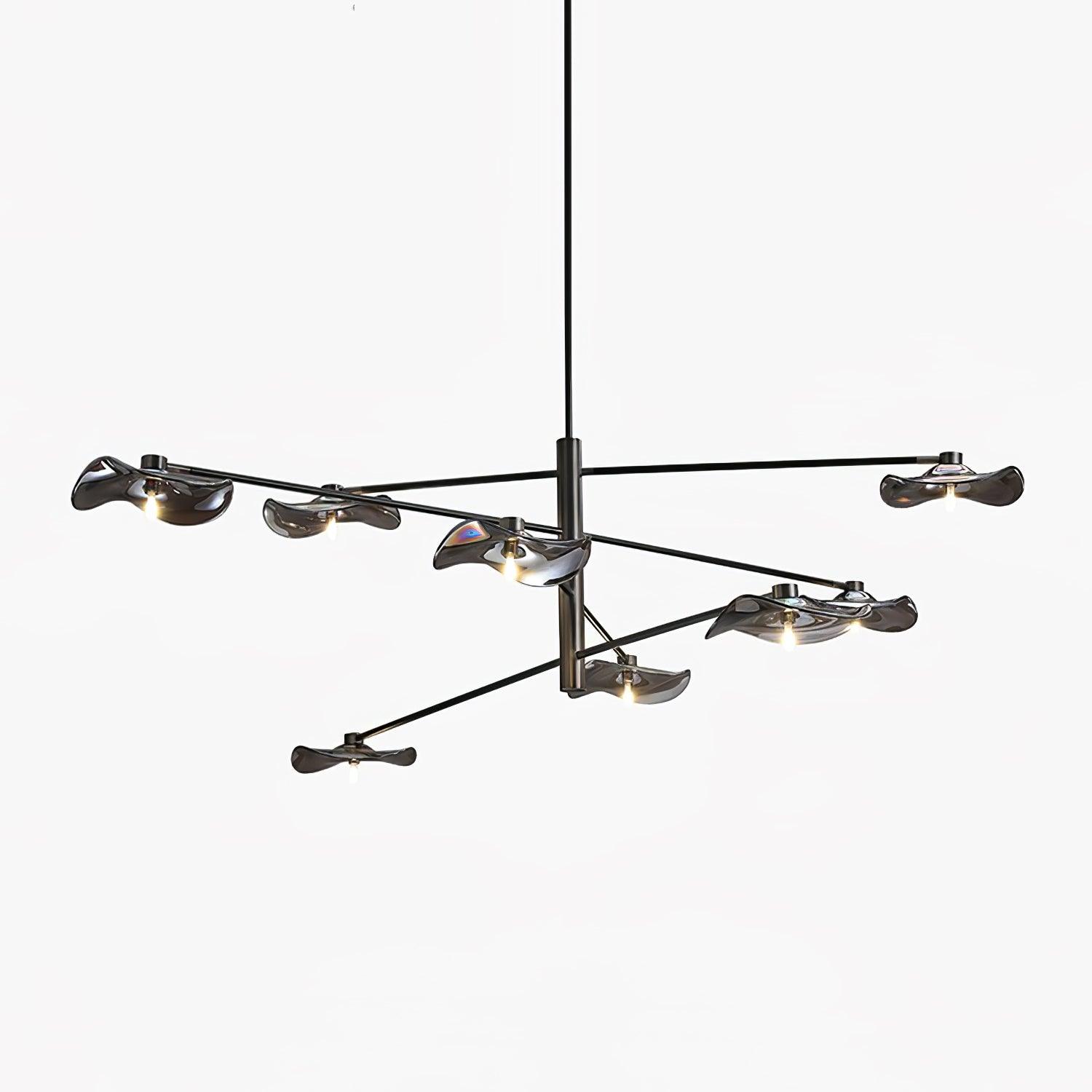 Elegant Lotus Leaf Glass Chandelier - Modern Ceiling Light Fixture for Dining Room, Living Room & Bedroom Decor