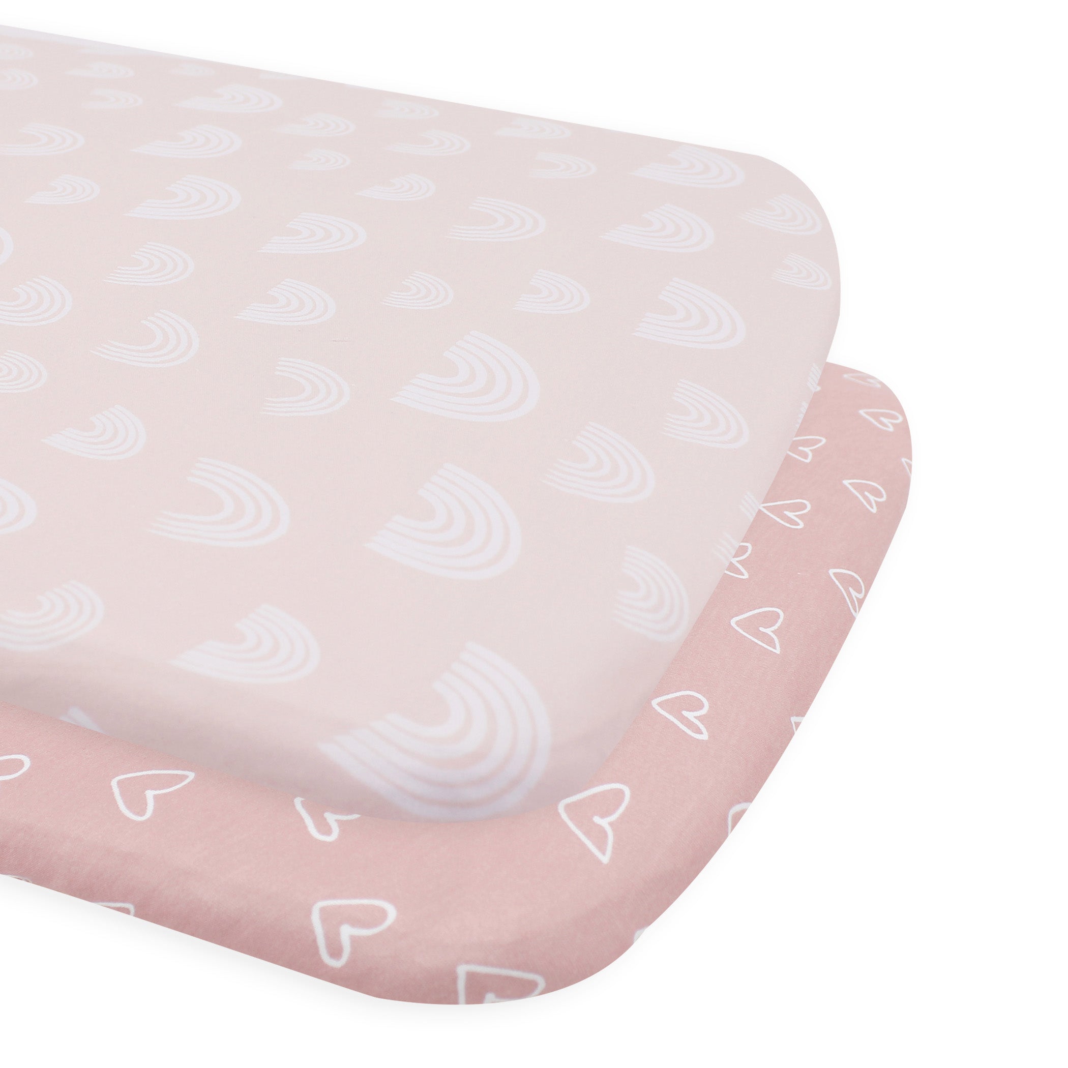 Nordic 2-Pack Jersey Cotton Co-Sleeper & Bedside Crib Fitted Sheets - Dusty Berry & Rose - Soft Baby Bassinet Sheets for Newborn Nursery & Bedside Sleeping