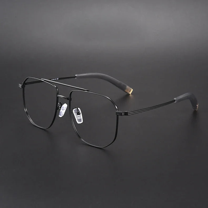 Aror Unisex Full Rim Square Double Bridge Titanium Eyeglasses 40942 - Lightweight Durable Frame for Men & Women - Perfect for Reading, Working & Daily Wear