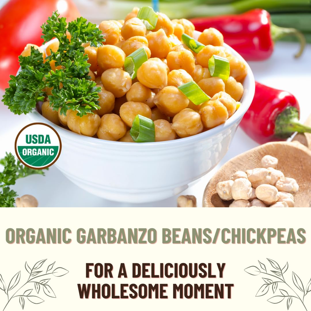 Organic Dried Garbanzo Beans (Chickpeas) - 25 lb Bulk Pack | Non-GMO, Vegan, Sproutable | High in Plant-Based Protein & Fiber | Perfect for Hummus, Salads & Healthy Snacks
