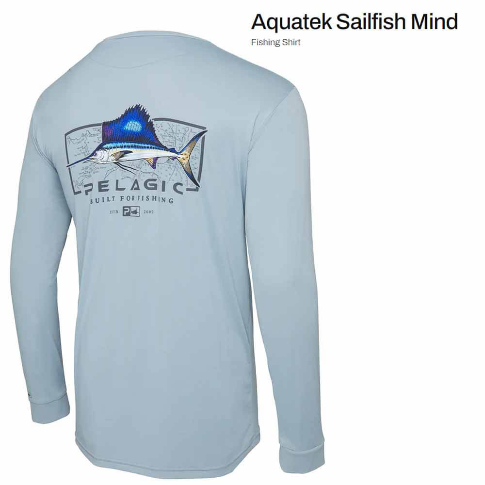 Pelagic Slate Aquatek Sailfish Mind Performance Shirt - High Performance Fishing Shirt for Active Anglers - Perfect for Deep Sea Fishing and Outdoor Adventures