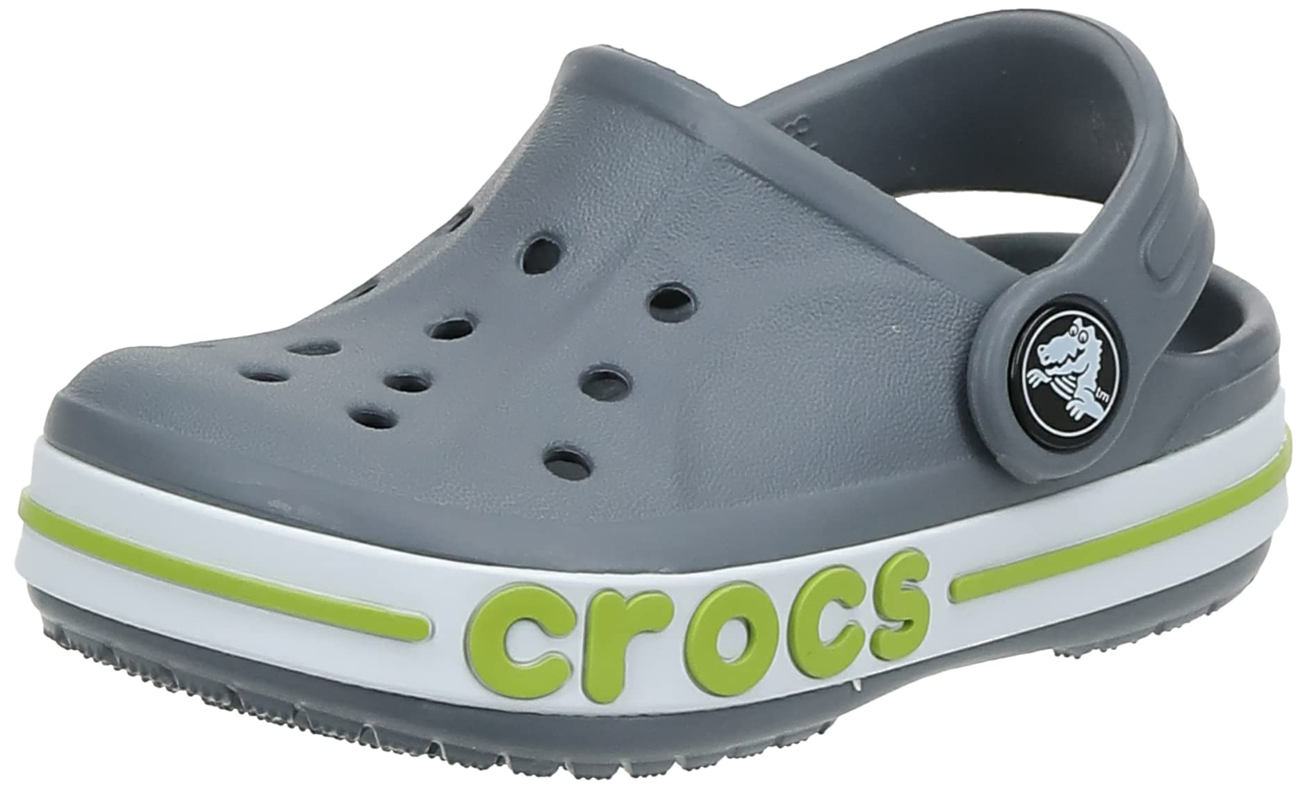 Crocs Bayaband Clog Shoes for Men & Women - Comfortable Slip-On Waterproof Clogs - Charcoal/Volt Green - Size M11 - Perfect for Beach, Pool, Garden & Indoor Wear