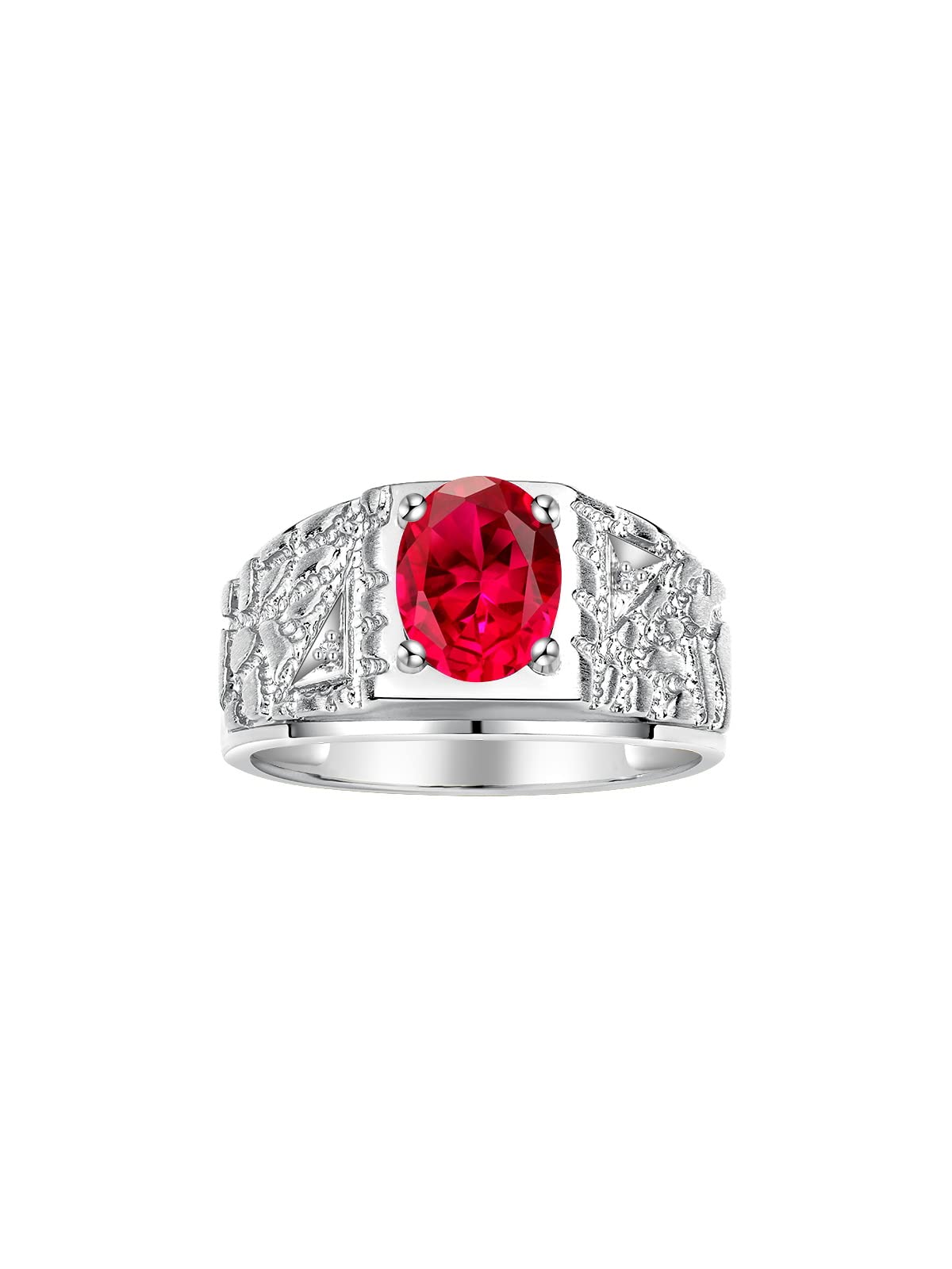 Rylos Men's Designer Nugget Ring - 9X7MM Oval Gemstone & Sparkling Diamond Birthstone Ring in Sterling Silver (Sizes 8-13) | Perfect for Gifts, Weddings & Everyday Wear | Stylish Mens Jewelry