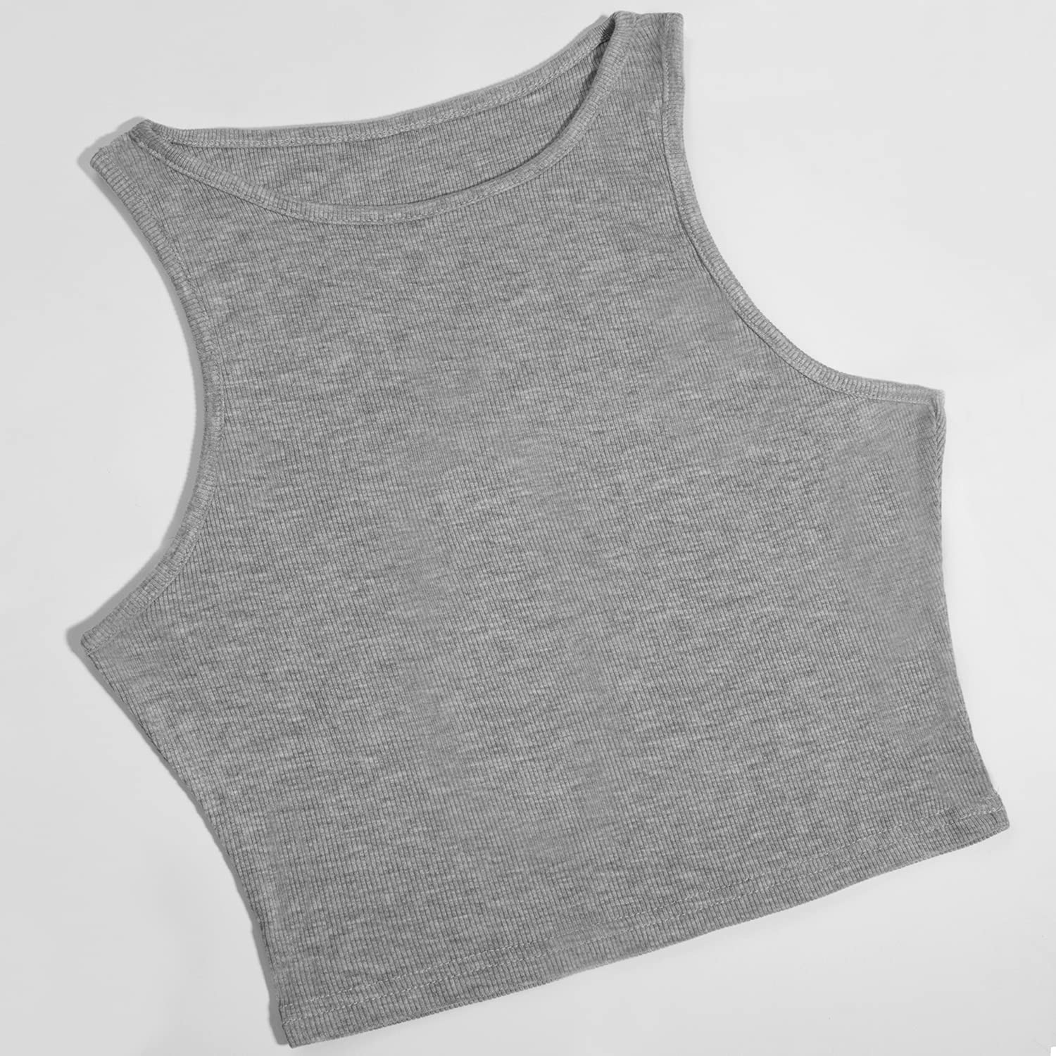 Women's Workout Crop Tank Top - White Basic Cutoff Fitness Shirt for Running, Yoga & Gym | Breathable Athletic Wear for Women & Girls