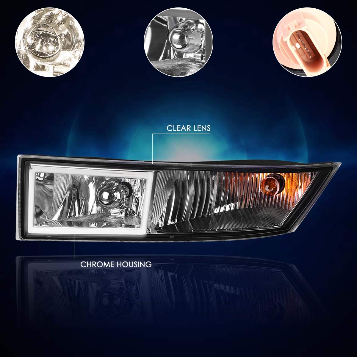 07-14 Cadillac Escalade ESV/EXT Front Bumper Fog Lights Kit with Clear Lens & Bezels - Perfect for Night Driving & Off-Road Adventures