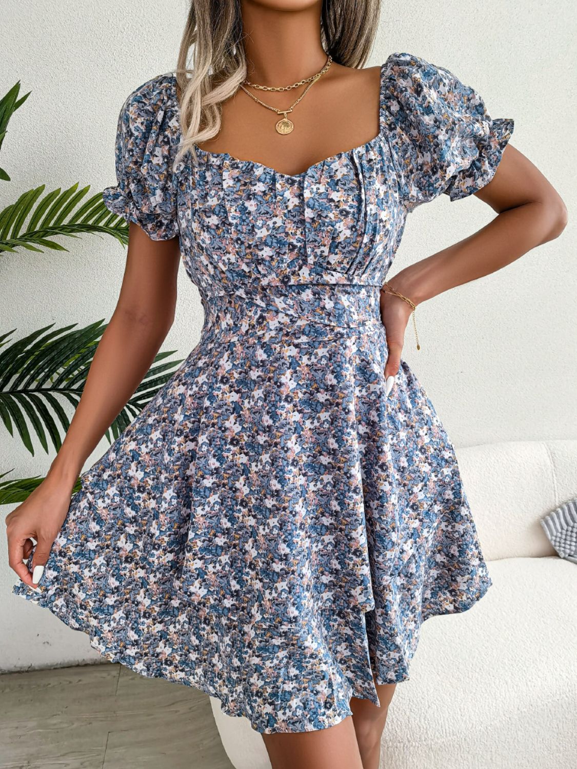 Floral Sweetheart Summer Mini Dress - Women's Floral Print Short Dress for Beach, Vacation & Date Night | Lightweight & Comfortable Summer Outfit