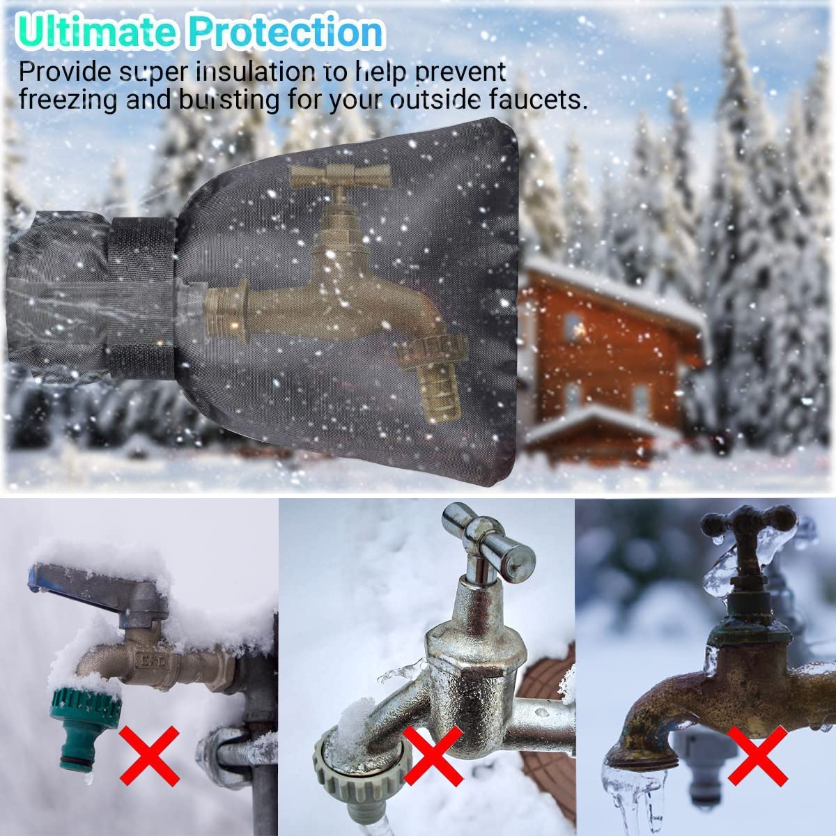 **4 Pack Outdoor Faucet Covers for Winter - 6