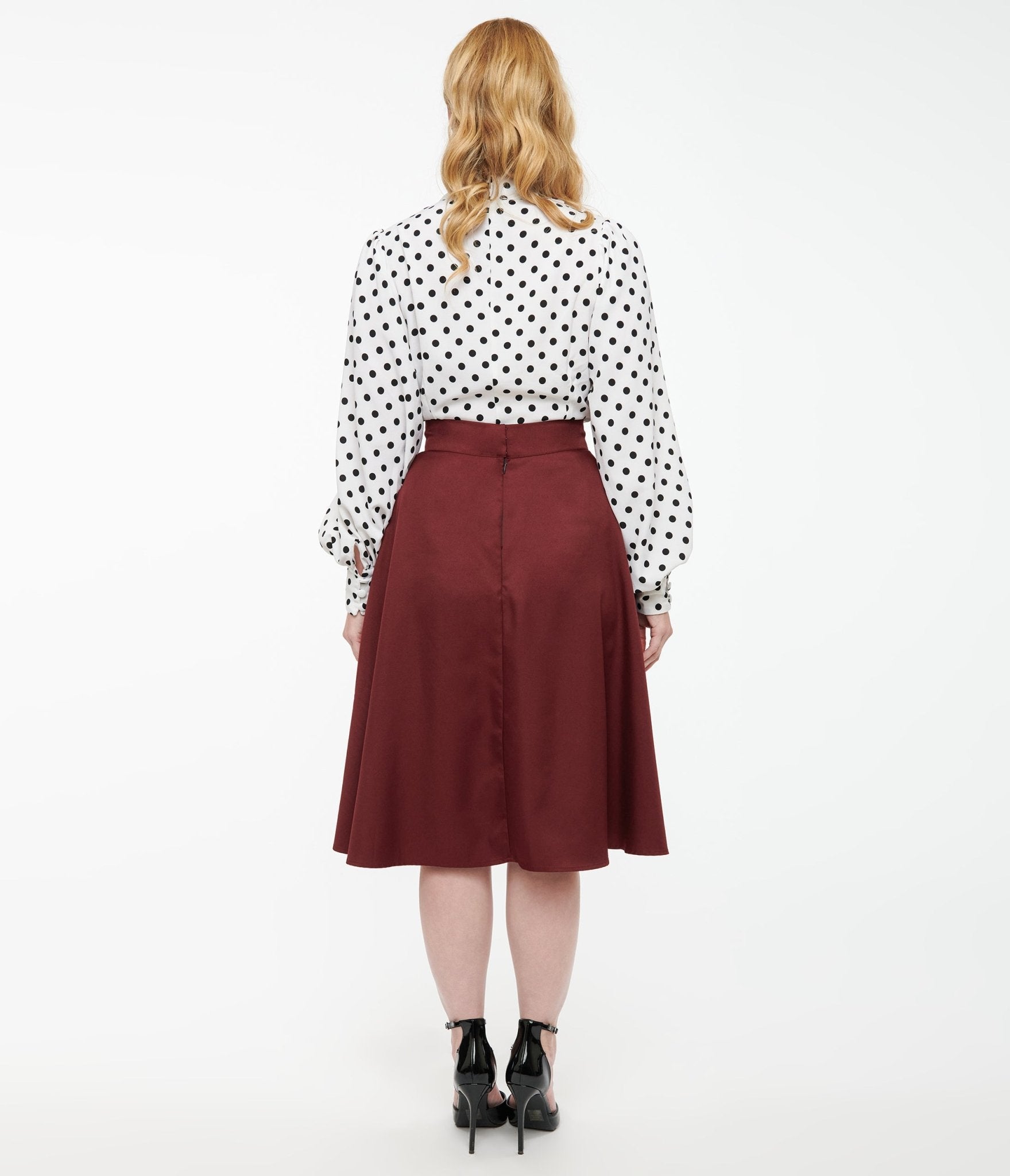Vintage 1950s High Waist Swing Skirt - Burgundy Retro A-Line Skirt for Women | Perfect for Swing Dancing, Cocktail Parties & Pinup Fashion