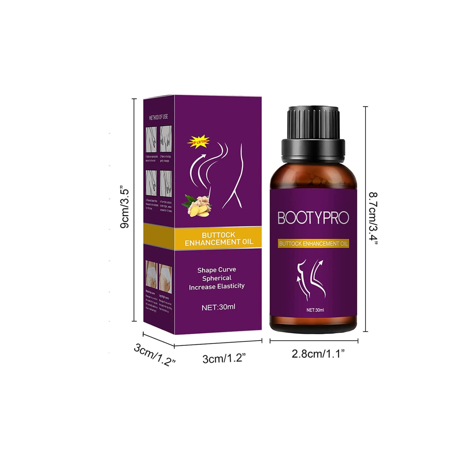 Bottle Bootypro Hip Lifting Massage Oil - Booty Enhancement & Firming Oil for Women with Natural Ingredients | Essential Oil for Hip Lift & Buttocks Plumping | Perfect for Massage, Skin Tightening & Body Contouring at Home or Spa