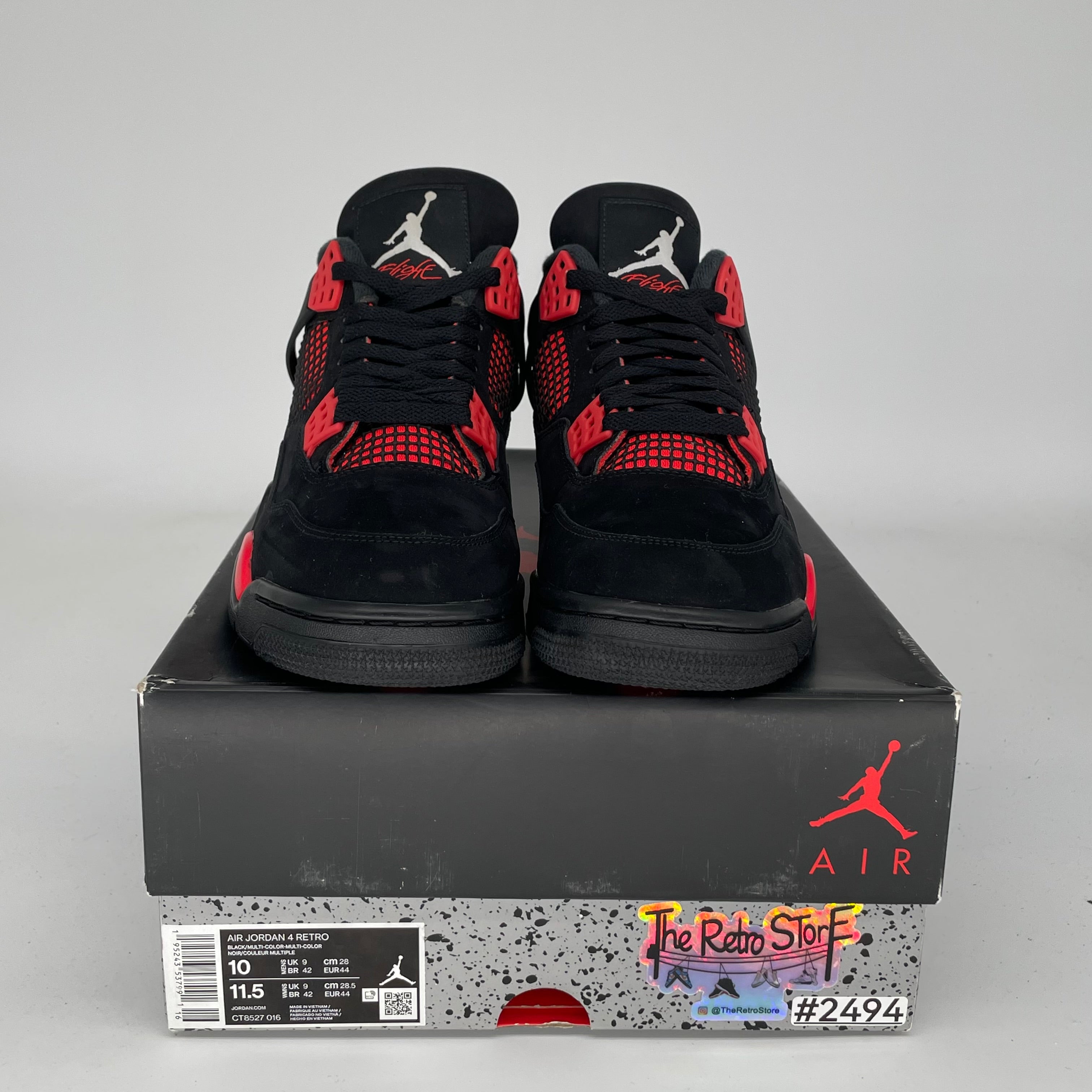 AIR JORDAN 4 Red Thunder Men's Basketball Shoes Size 10 - Style CT8527-016 | Retro Sneakers for Men, Streetwear & Casual Wear