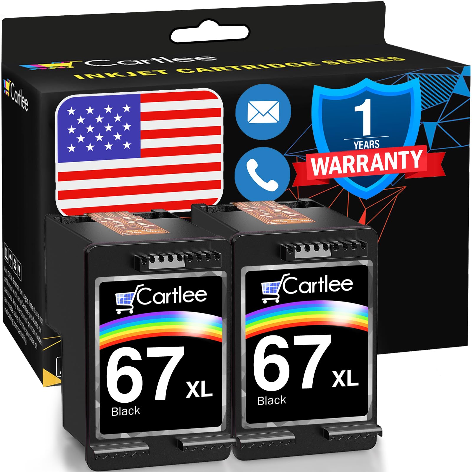 Cartlee Remanufactured HP 67XL Black Ink Cartridge Replacement (2-Pack) - Compatible with HP Envy 6000 Printer | High-Quality Printing for Home Office & School Projects