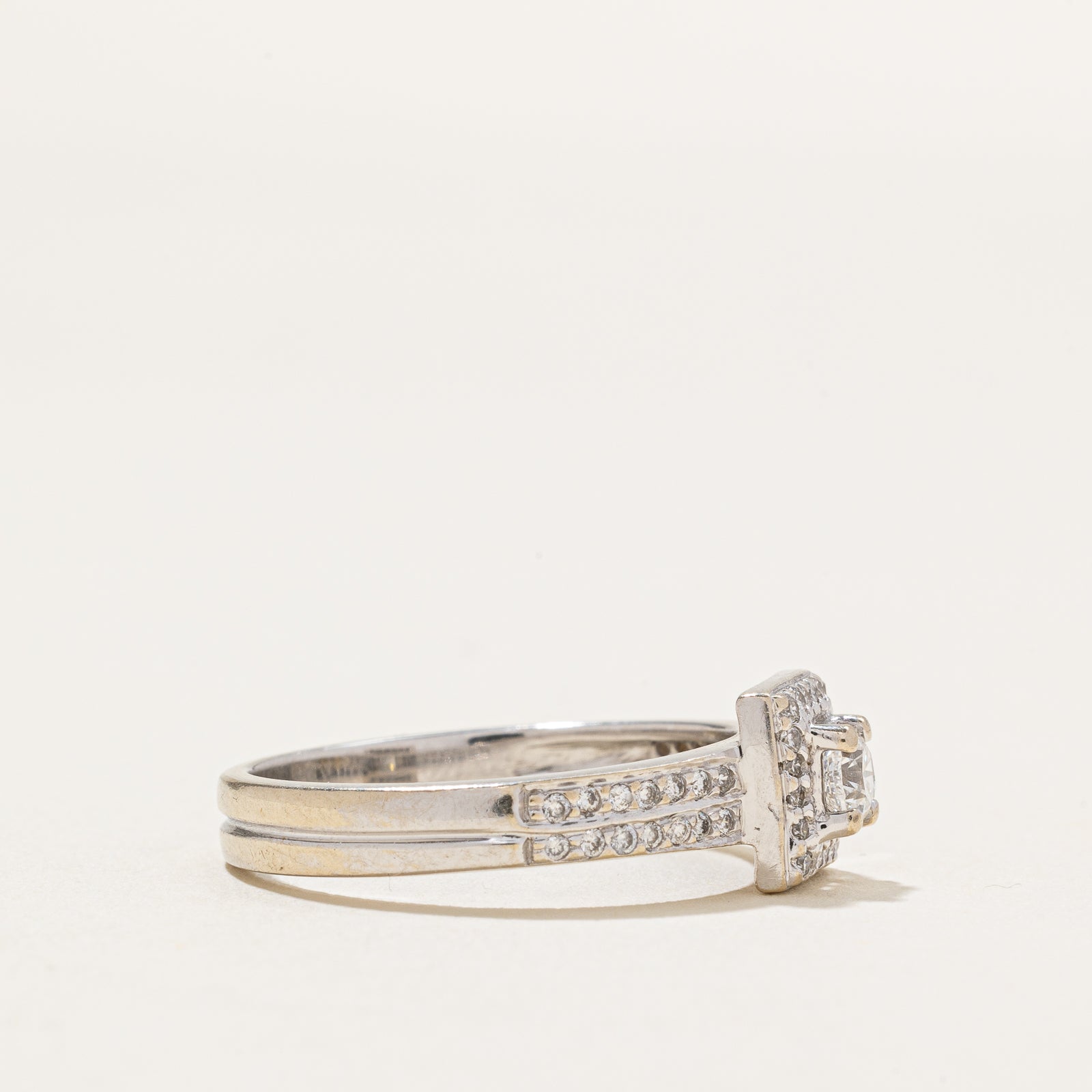 0.45ctw Double Row Diamond Square Halo Engagement Ring - Size 8 | Elegant Wedding Band for Proposals, Anniversaries & Special Occasions