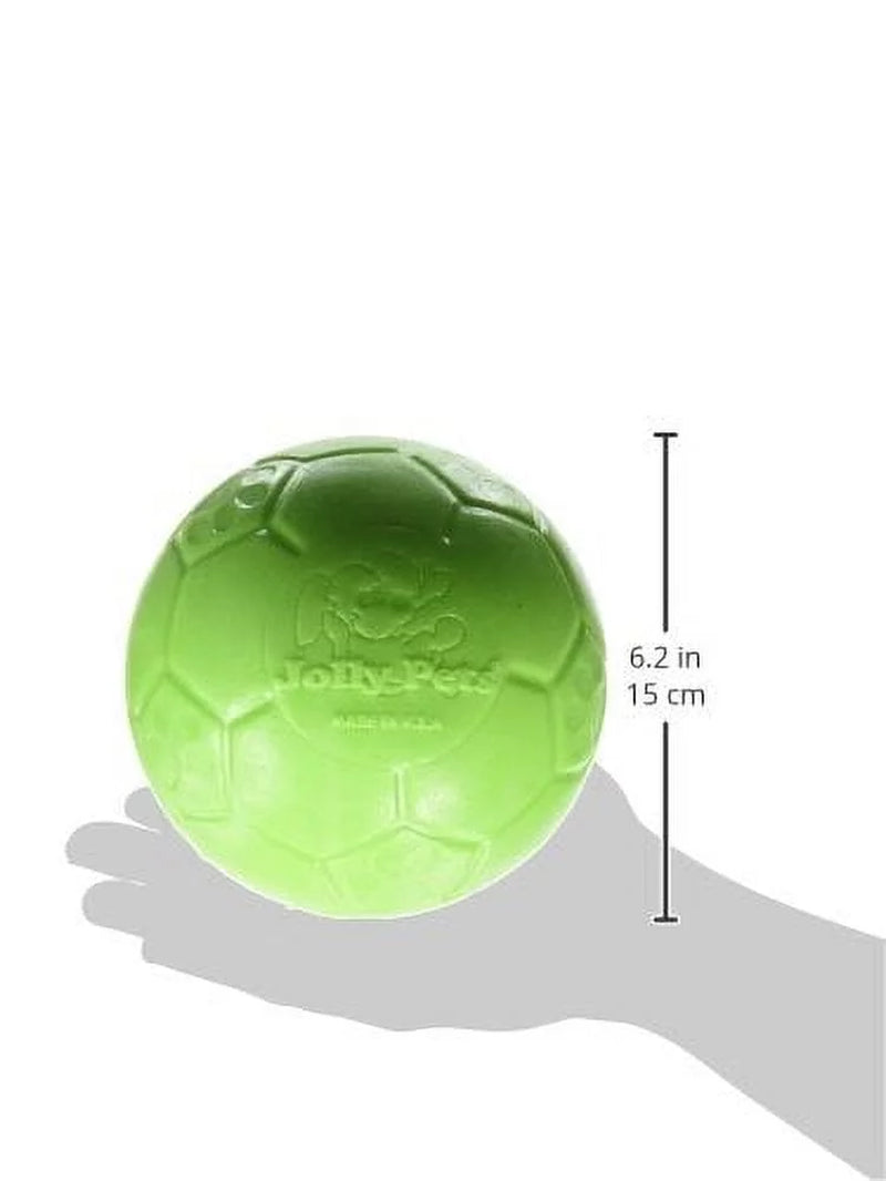 Green 6-Inch Apple Scented Rubber Soccer Ball Chew Toy for Dogs - Durable Puppy Teething Toy for Aggressive Chewers, Interactive Play & Training
