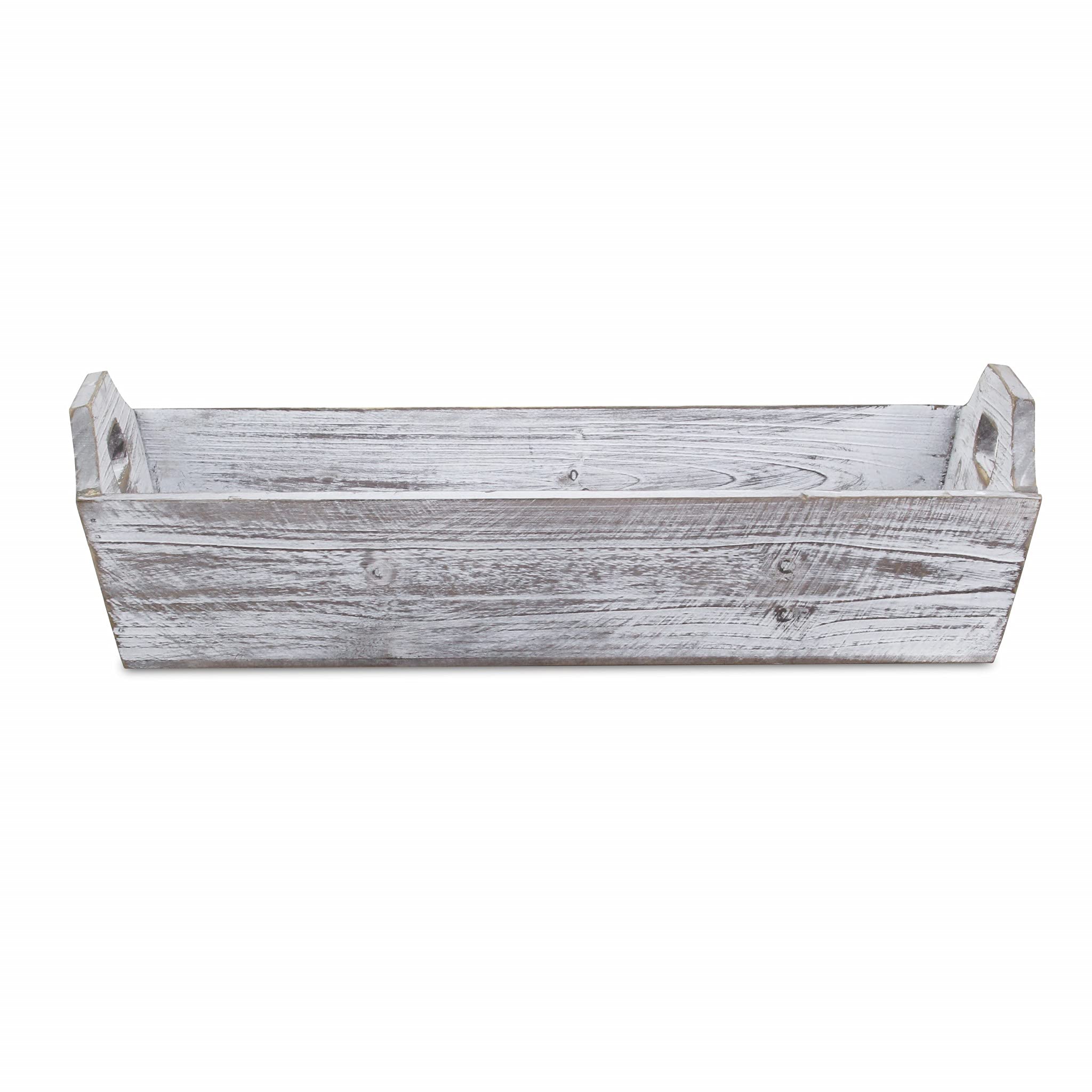 HomeRoots White Rustic Finish Wood Serving Tray with Handles - Perfect for Breakfast in Bed, Coffee Table Decor & Entertaining Guests