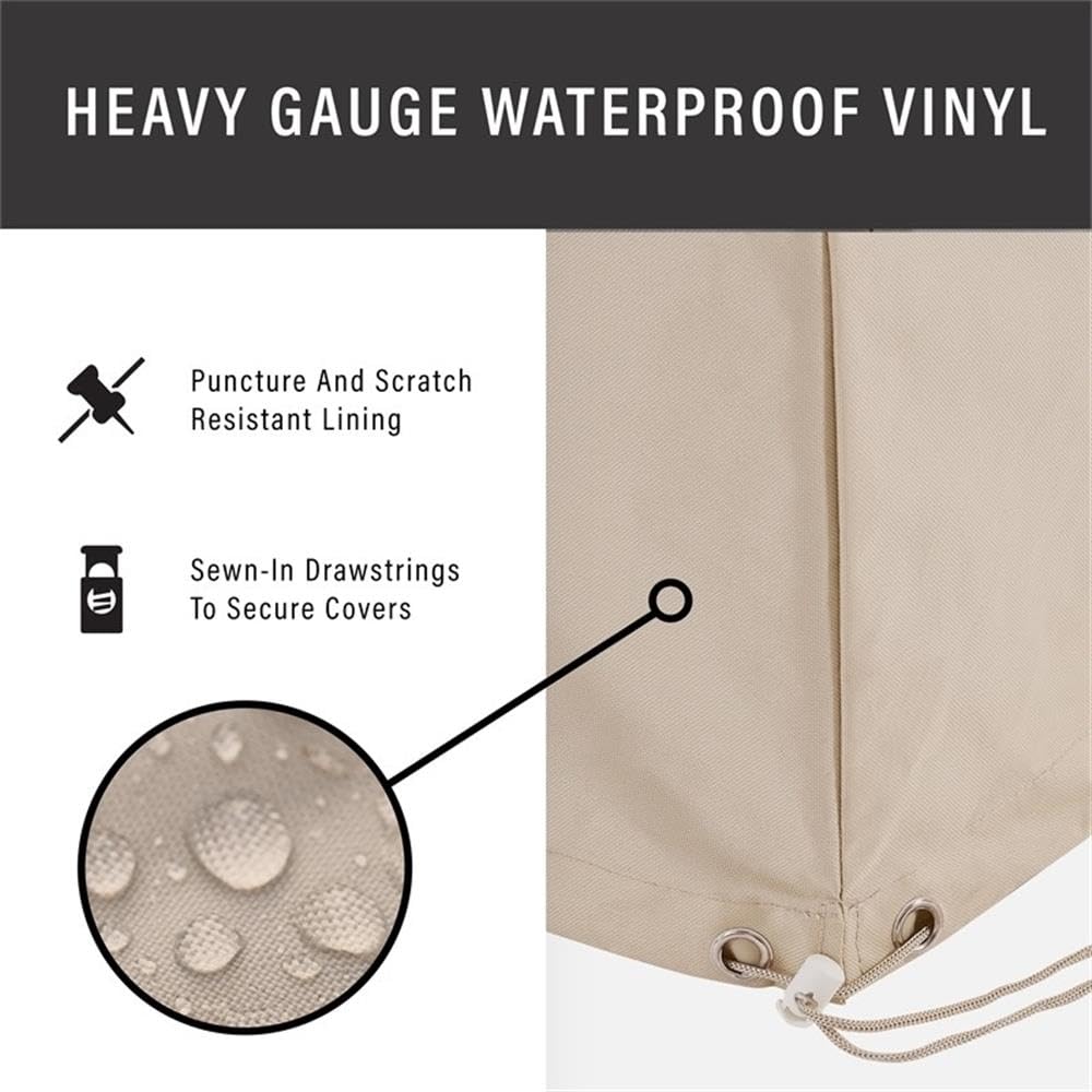 Pemberly Row 3-Piece Vinyl Curved Sectional Sofa Cover Set in Tan - Waterproof & Stretchable Furniture Protector for Living Room, Family Room & Office