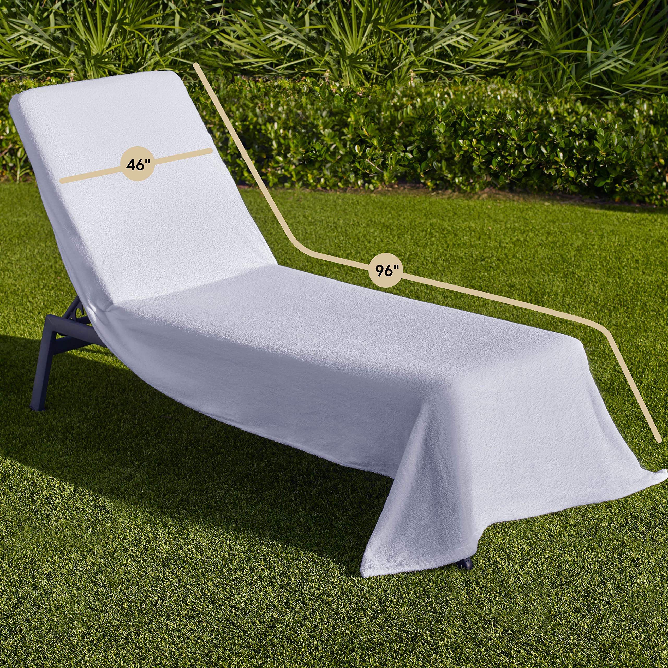 Boca Terry Lounge Chair Towel Cover - 100% Cotton Chaise Lounge Towels with Elastic Top for Pool, Beach, or Patio Chairs | Perfect for Sunbathing, Relaxing by the Water, and Outdoor Lounging