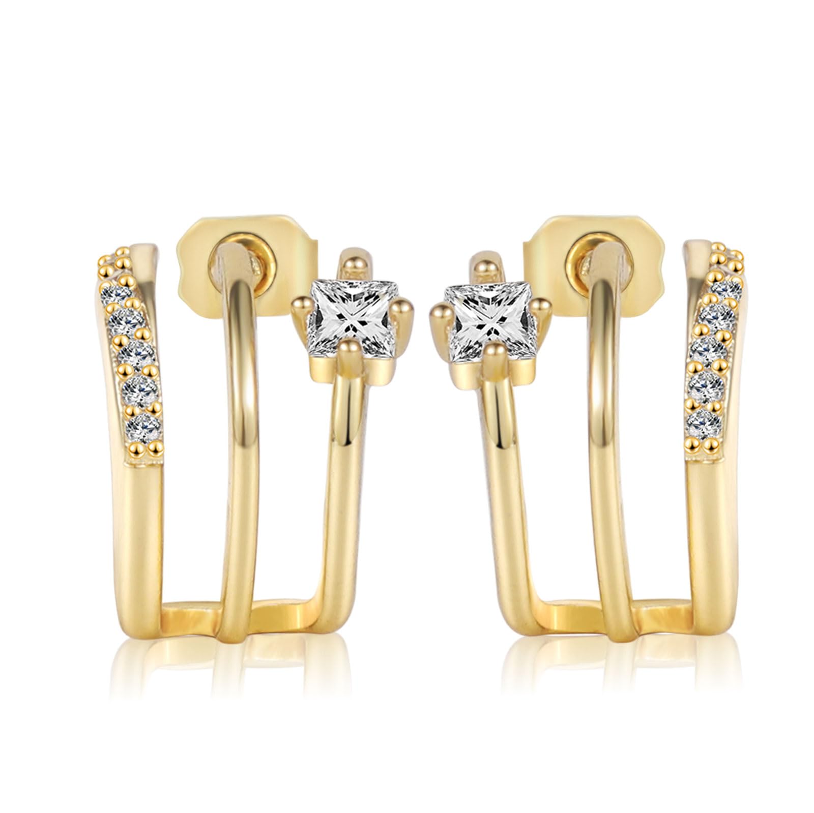 14K Gold Plated Hoop Earrings for Women - Lightweight Hypoallergenic Paperclip Twist Rope Hammered Diamond Small Earrings | Dainty Gold/Silver Jewelry Gifts for Her | Perfect for Everyday Wear, Parties & Special Occasions