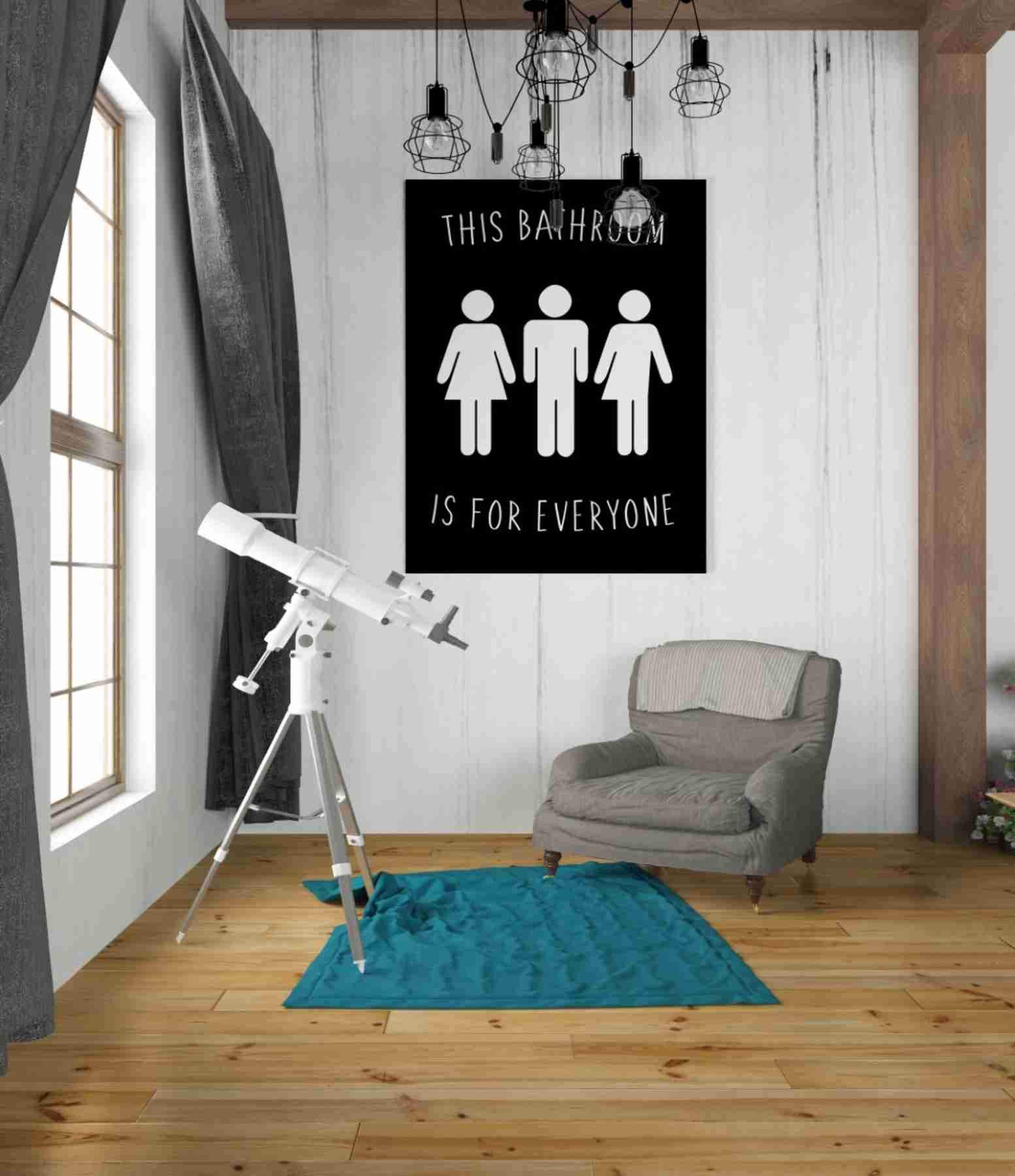 Human Bathroom I by Jarman Fagalde - 26x34 Inch Modern Canvas Wall Art Print for Bathroom Decor, Living Room & Bedroom
