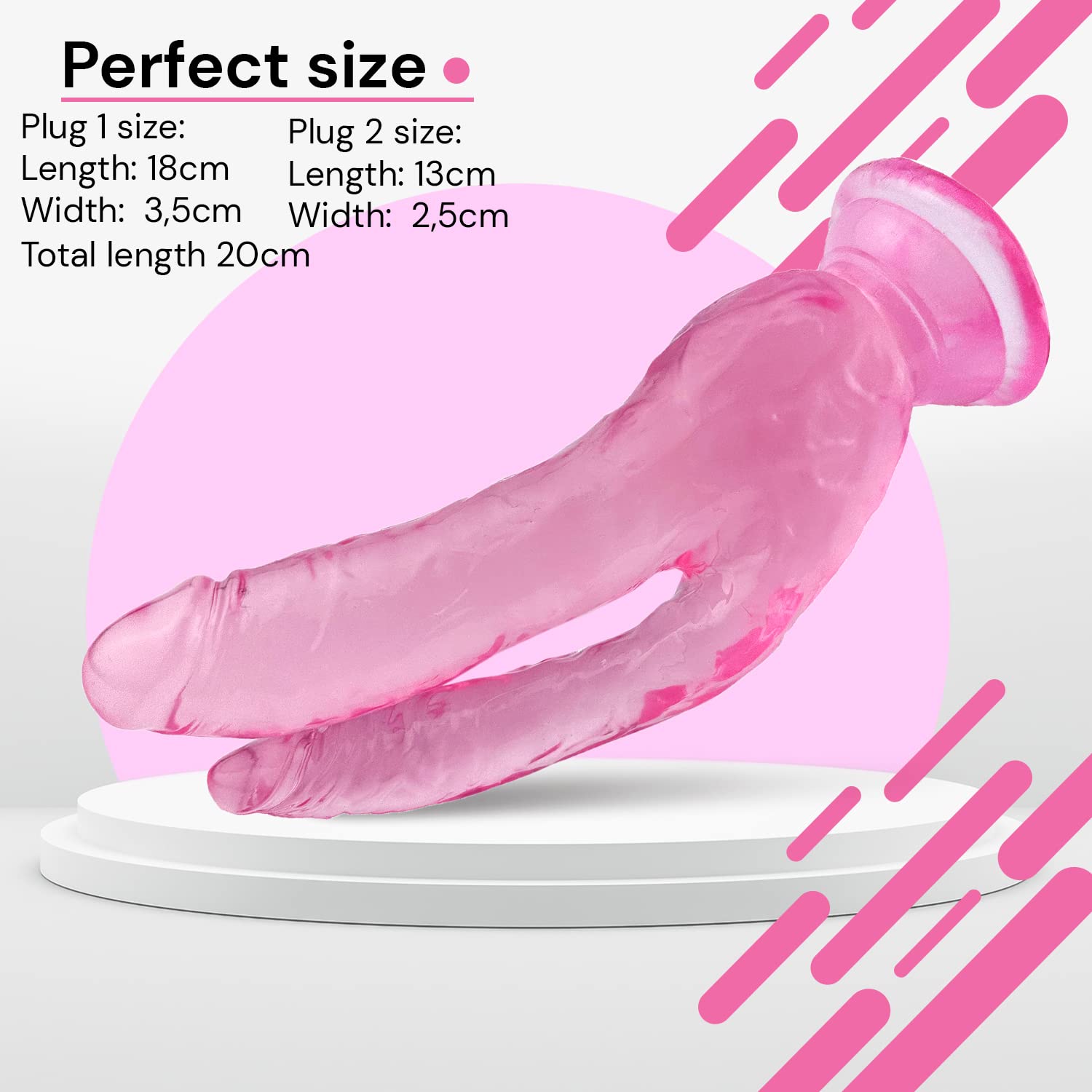 Flexible TPE Dual-Ended Dildo 12.5cm/3.3cm & 11.5cm/2.3cm - Vaginal & Anal Stimulation Sex Toy for Women with Suction Cup Base | Perfect for Couples Play & Solo Pleasure