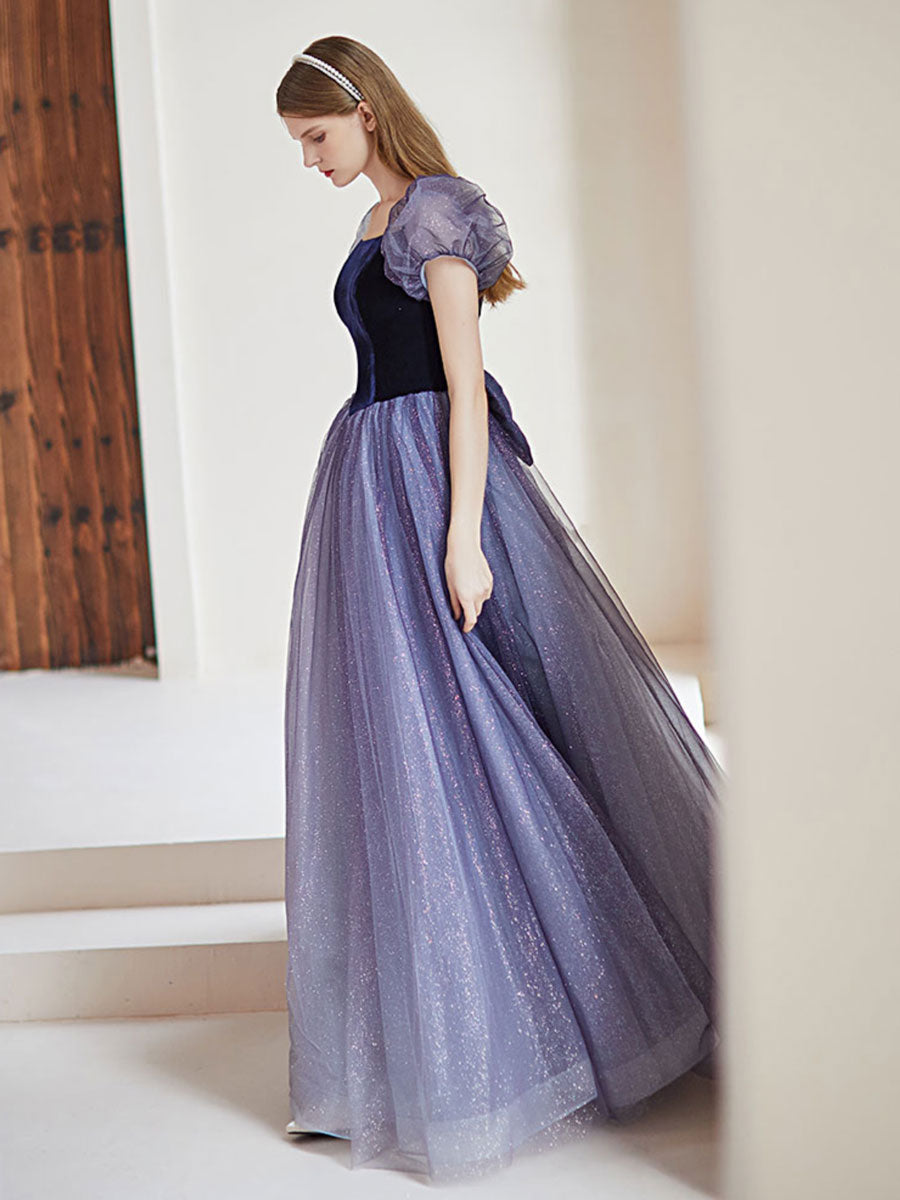 Elegant Purple A-Line Tulle Long Prom Dress for Women - Formal Evening Gown for Homecoming, Ball, Wedding Guest & Special Occasions