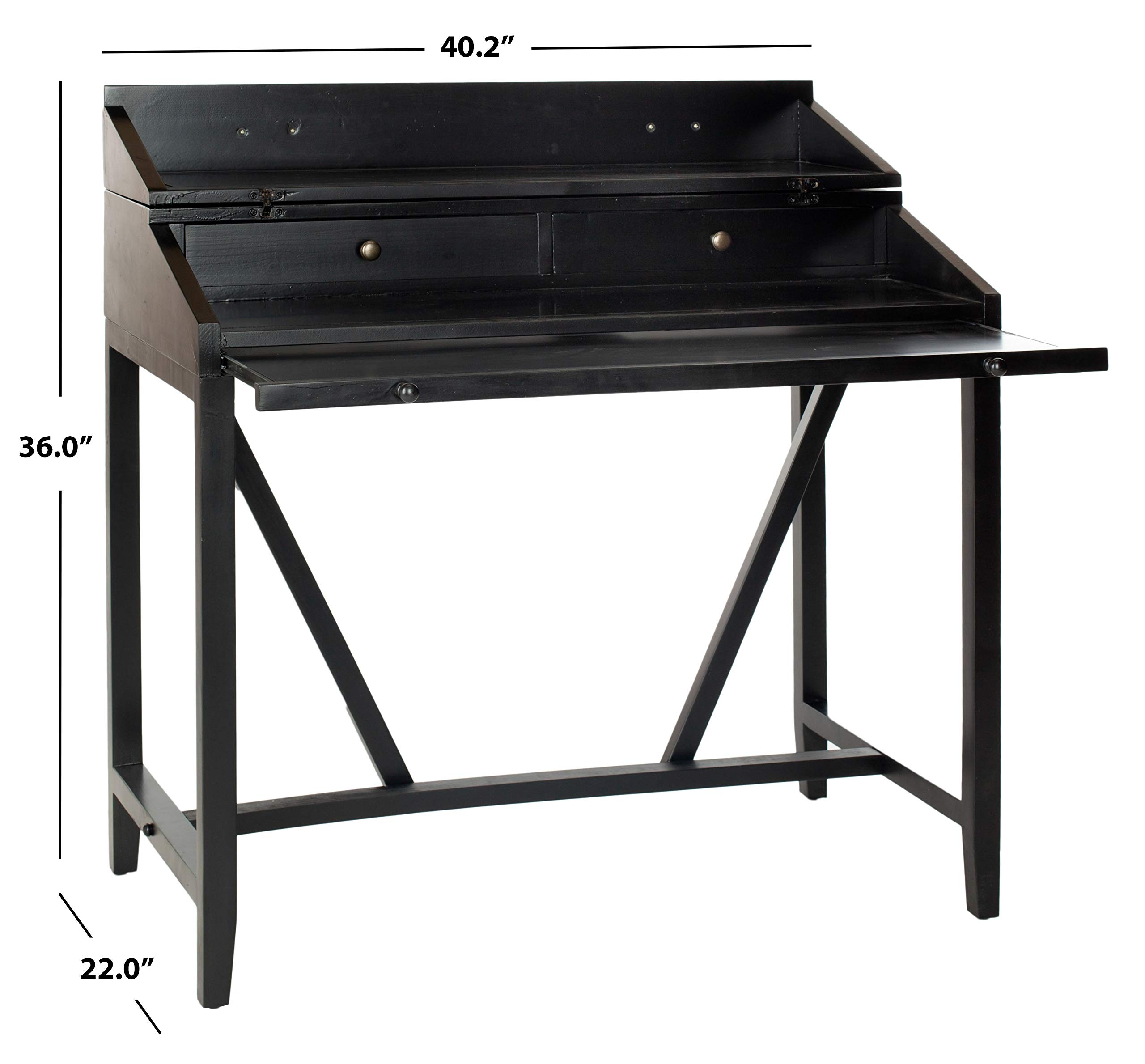 Safavieh American Homes Collection Wyatt Black Writing Desk - Modern Home Office Desk for Study & Work - Perfect for Small Spaces & Apartments